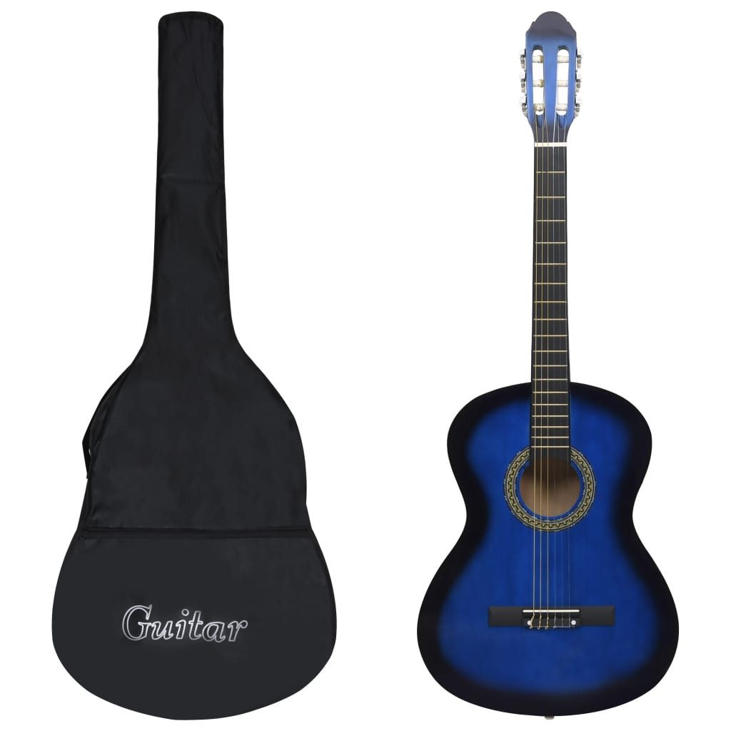 vidaXL Akustikgitarre 44 39quot Klassikgitarre für Anfänger mit Tasche Blau 4 4 39