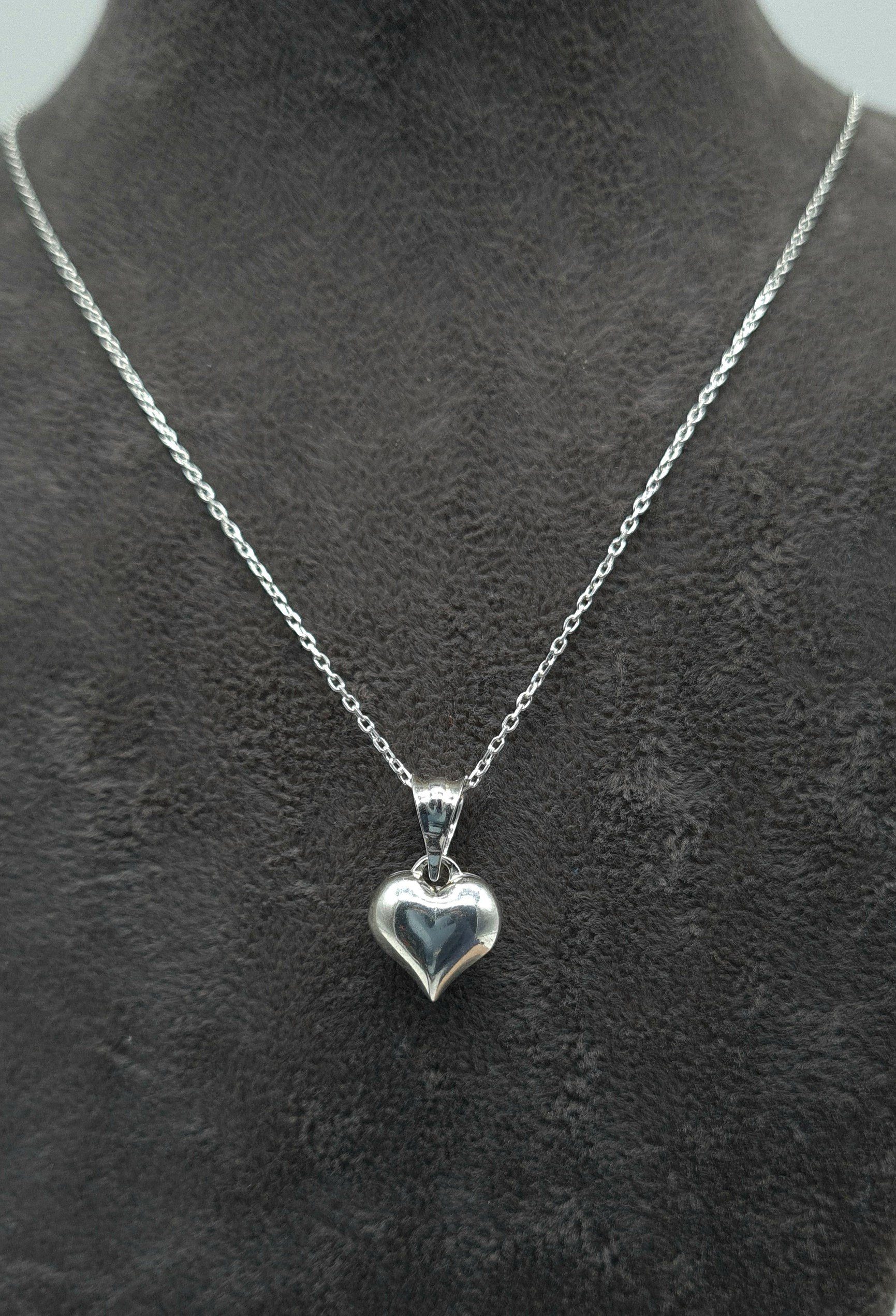 NAHLE Anhänger Damen Herz rhodiniert, Silberkette inkl. (2-tlg., kleiner Kette Anhänger anlaufgeschützt Herz Etui), mit