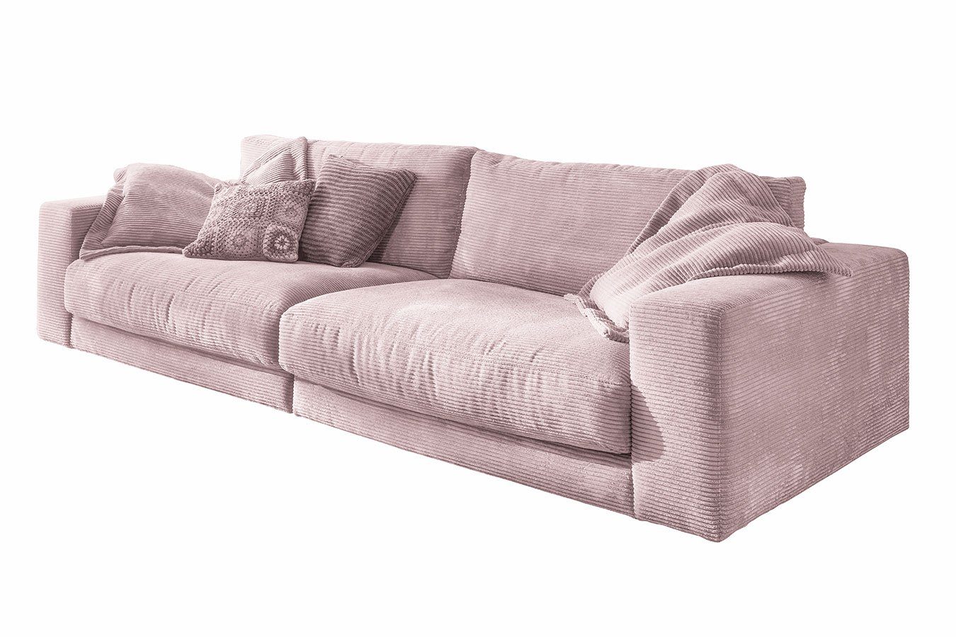 daslagerhaus living Loungesofa 3-Sitzer Downtown Cord rosa | Alle Sofas
