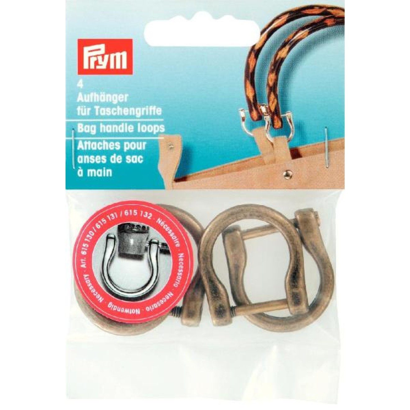 Prym Stricknadeln Aufhänger für Taschengriffe 18 mm altmessing 4 St
