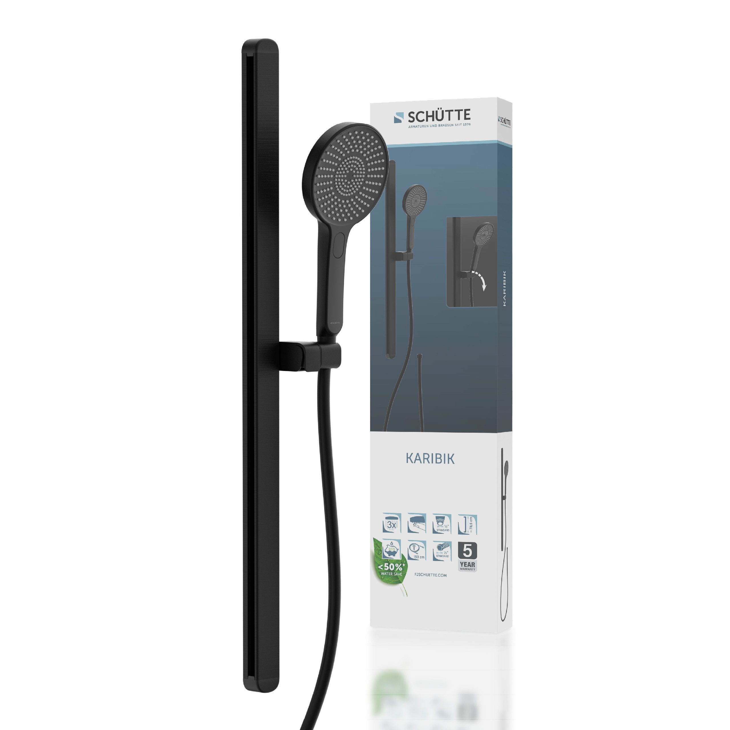Schütte Stangenbrause-Set KARIBIK, Höhe 78,5 cm, 3 Strahlart(en), Komplett-Set, 4 tlg., höhenverstellbar, mit Antikalk-Beschichtung, wassersparend