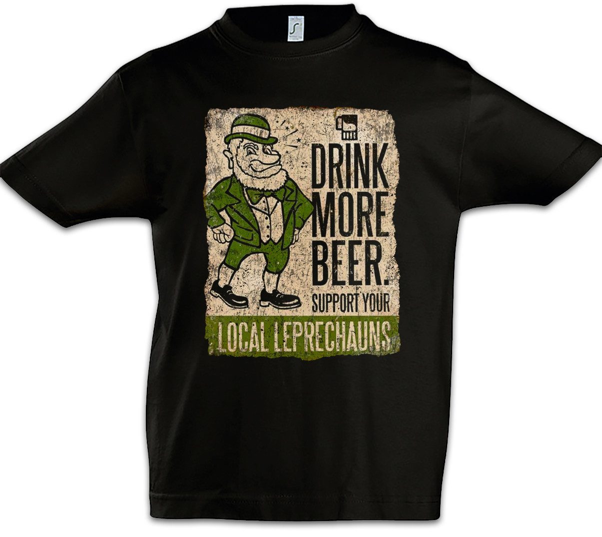Print-Shirt Drink More Ganshers Fun Kinder T-Shirt Kobold Beißer Leprechauns