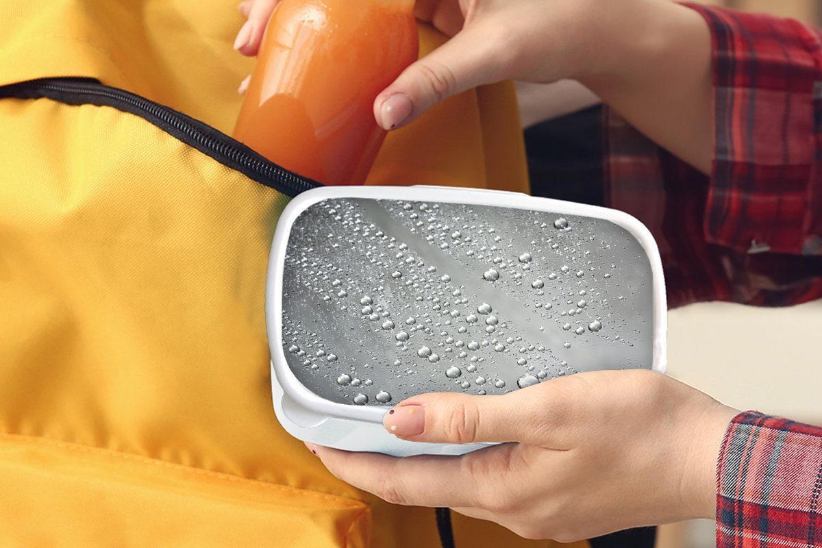 MuchoWow Lunchbox (2-tlg), - Metall und Erwachsene, und für Kinder Grau, weiß Wasser Mädchen Brotbox Kunststoff, für Jungs - Brotdose