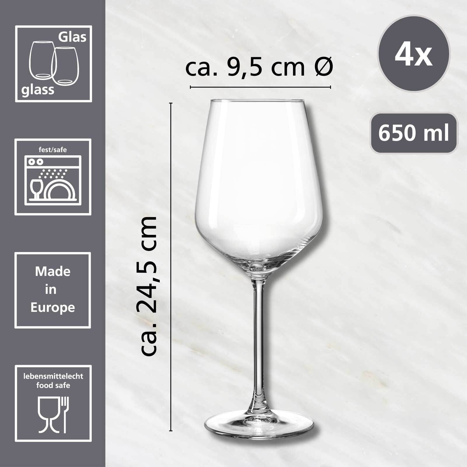 Ritzenhoff & Breker Weinglas Rumba Burgundergläser 650 ml 4er Set, 4-tlg., Glas