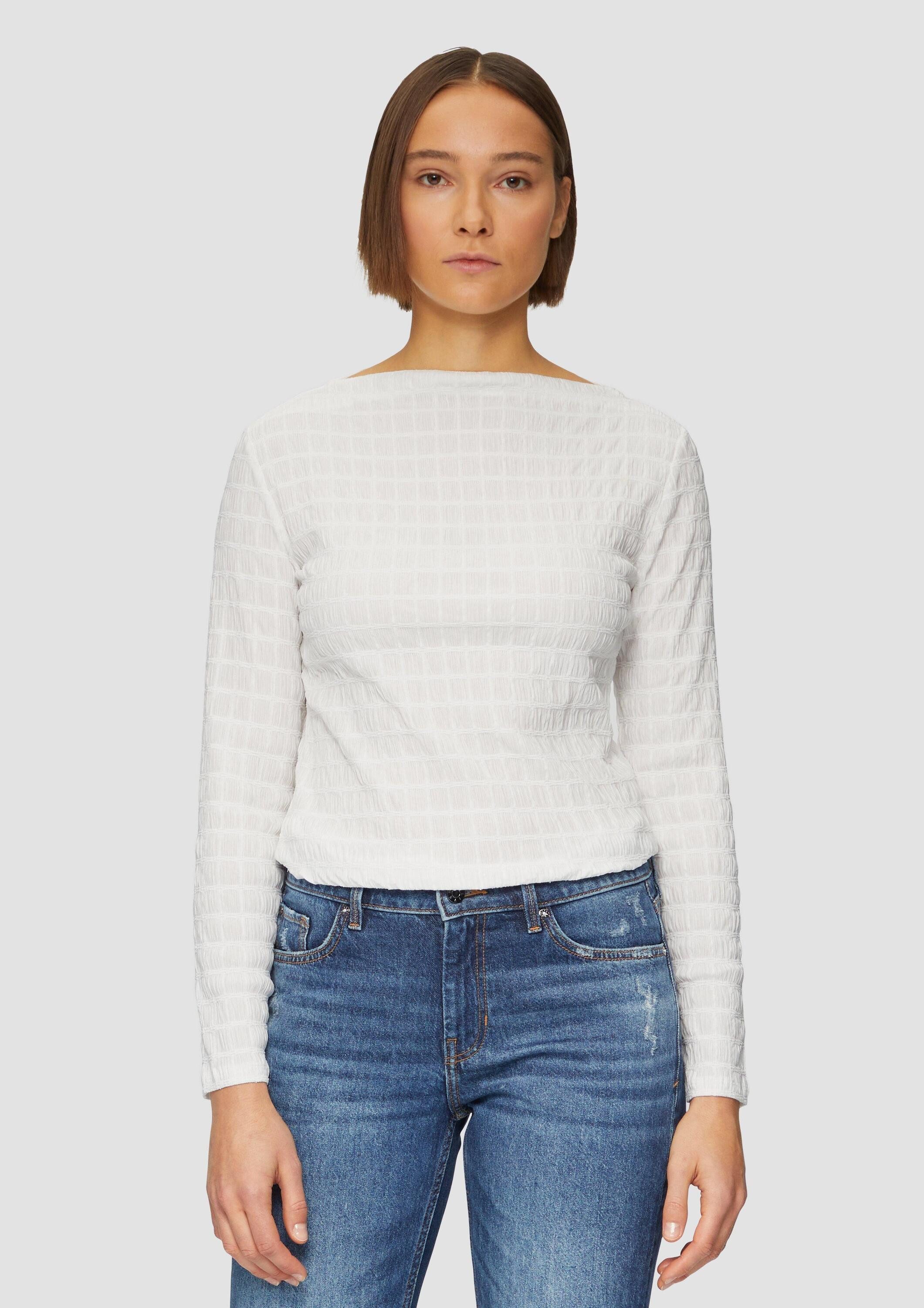 s.Oliver Langarmshirt T-Shirt Jersey-Shirt mit Strukturmuster und U-Boot-Au günstig online kaufen