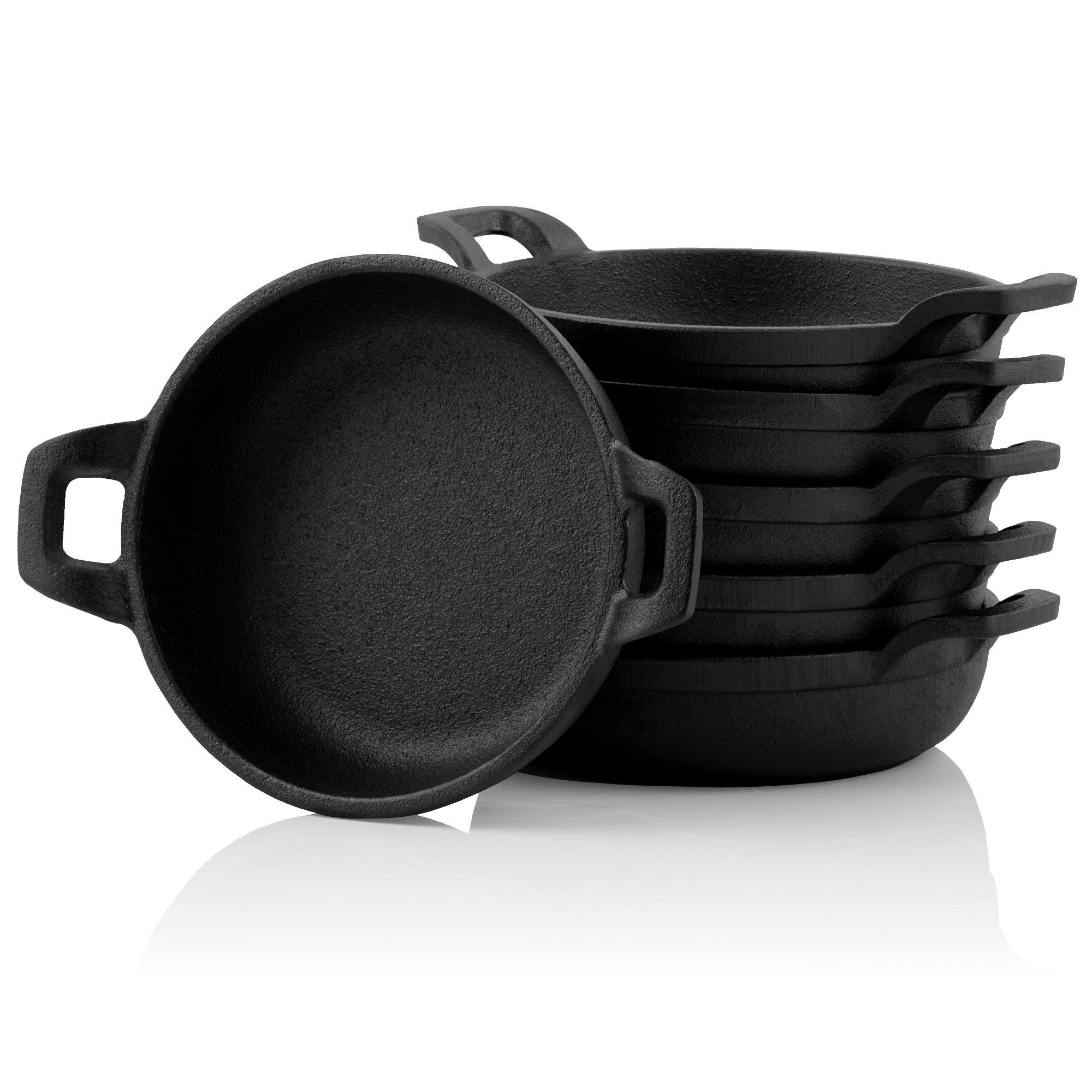 BBQ-Toro Grillpfanne Gusseisen Grillpfännchen (6-er Set), Ø 13 cm, Bereits eingebrannt, Gusseisen