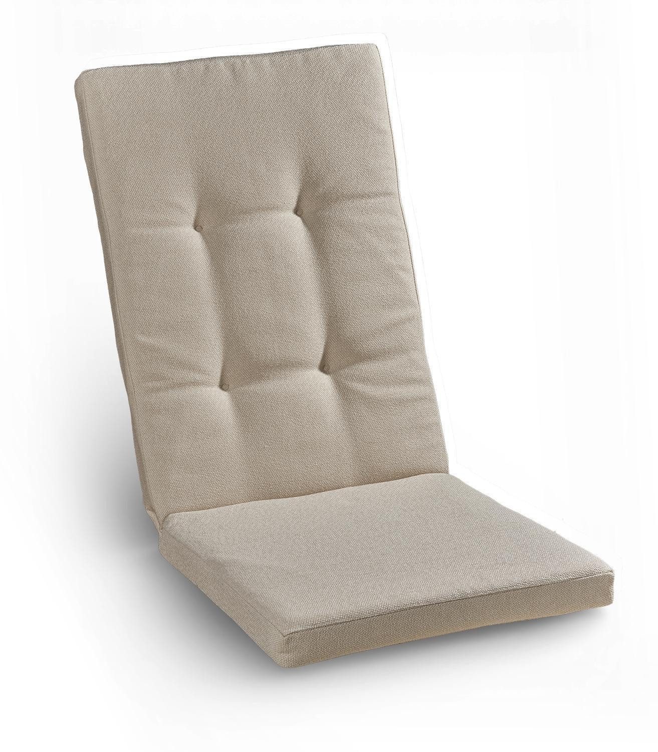 GO-DE Hochlehnerauflage COPPI, 50 x 120 cm, Beige, Hochlehner, (1 St), seitliche Bindekordeln und verstellbares Gurtband