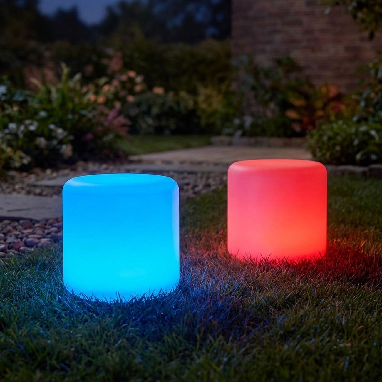 shop'n smile ideoon LED Außen-Tischleuchte LED Solar Tischlampe & Gartenleuchte Zylindrisch Akku-1200mAh IP44, LED, Farbwechsler, ca. 8 Std. Laufzeit, Solar-& USB-Ladung, 27 x 26,5 cm, wetterfest