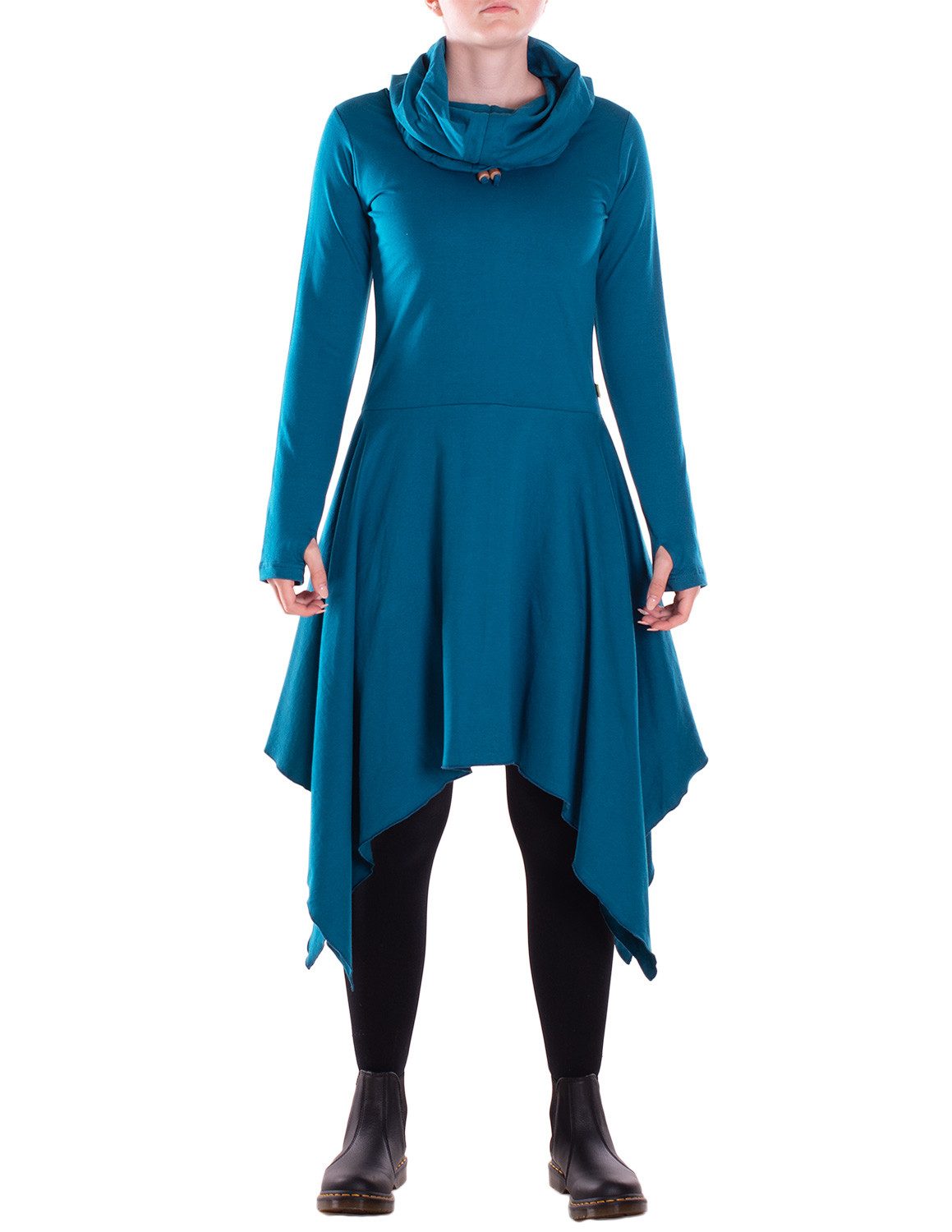 Vishes Zipfelkleid Damen Wadenlanges Kleid Baumwolle günstig online kaufen