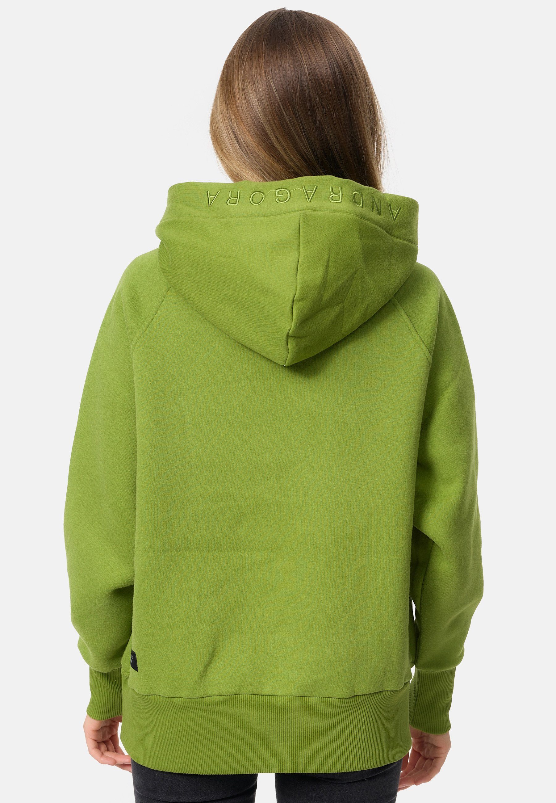 mit dezentem Decay olivgrün-grün Kapuzensweatshirt Frontprint