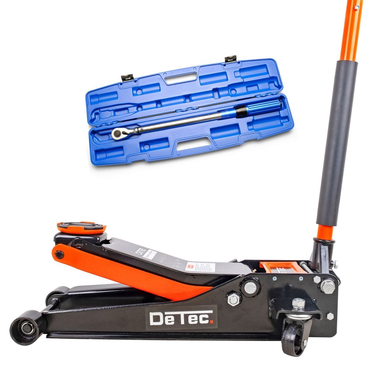 Rangierwagenheber 3 Tonnen Quick Lift orange + Drehmomentschlüssel 1/2 Zoll Kombiset