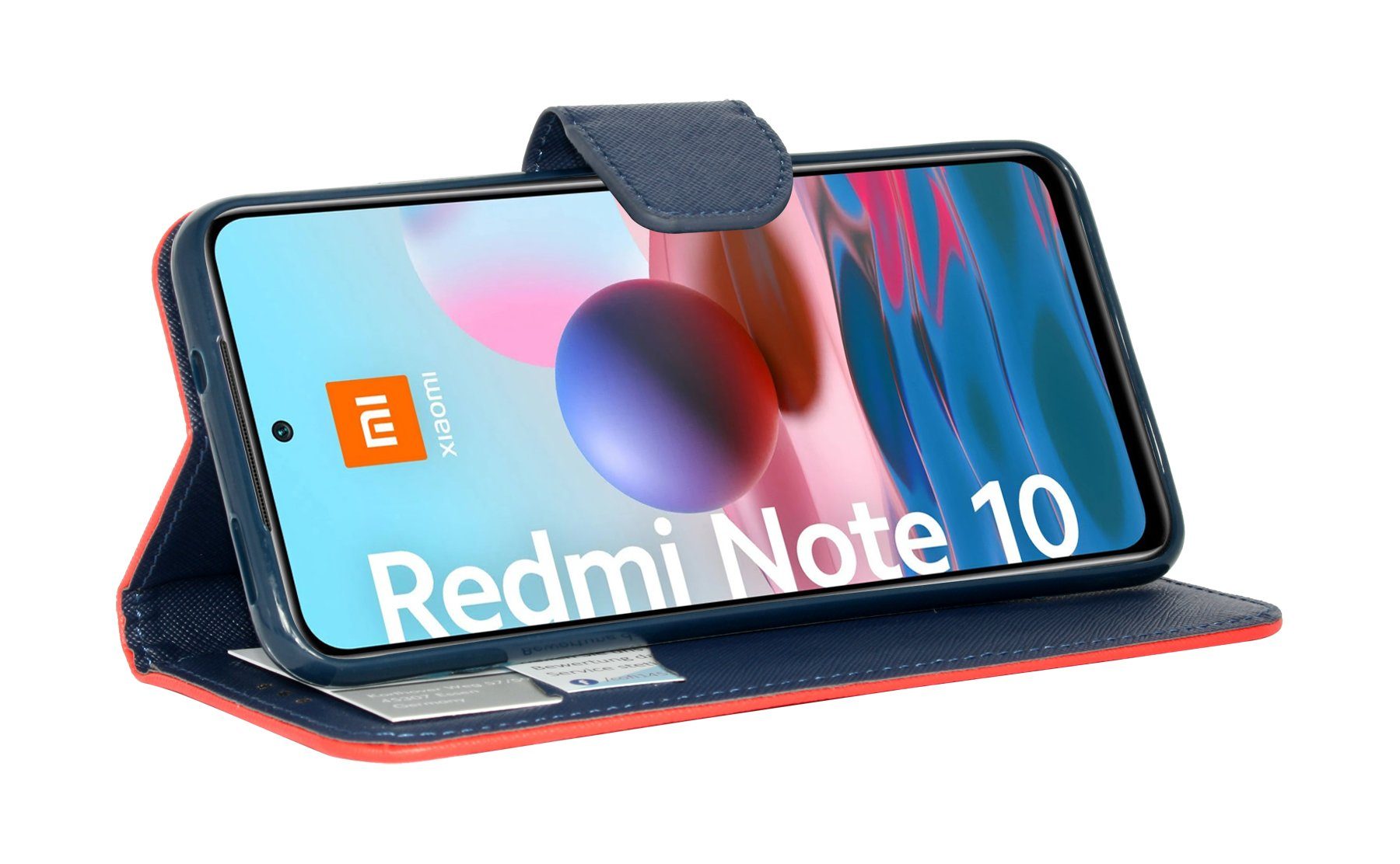 Handyhülle Buch Tasche "Fancy" XIAOMI REDMI NOTE 10S, Kunstleder Schutzhülle Handy Wallet Case Cover mit Kartenfächern, Standfunktion