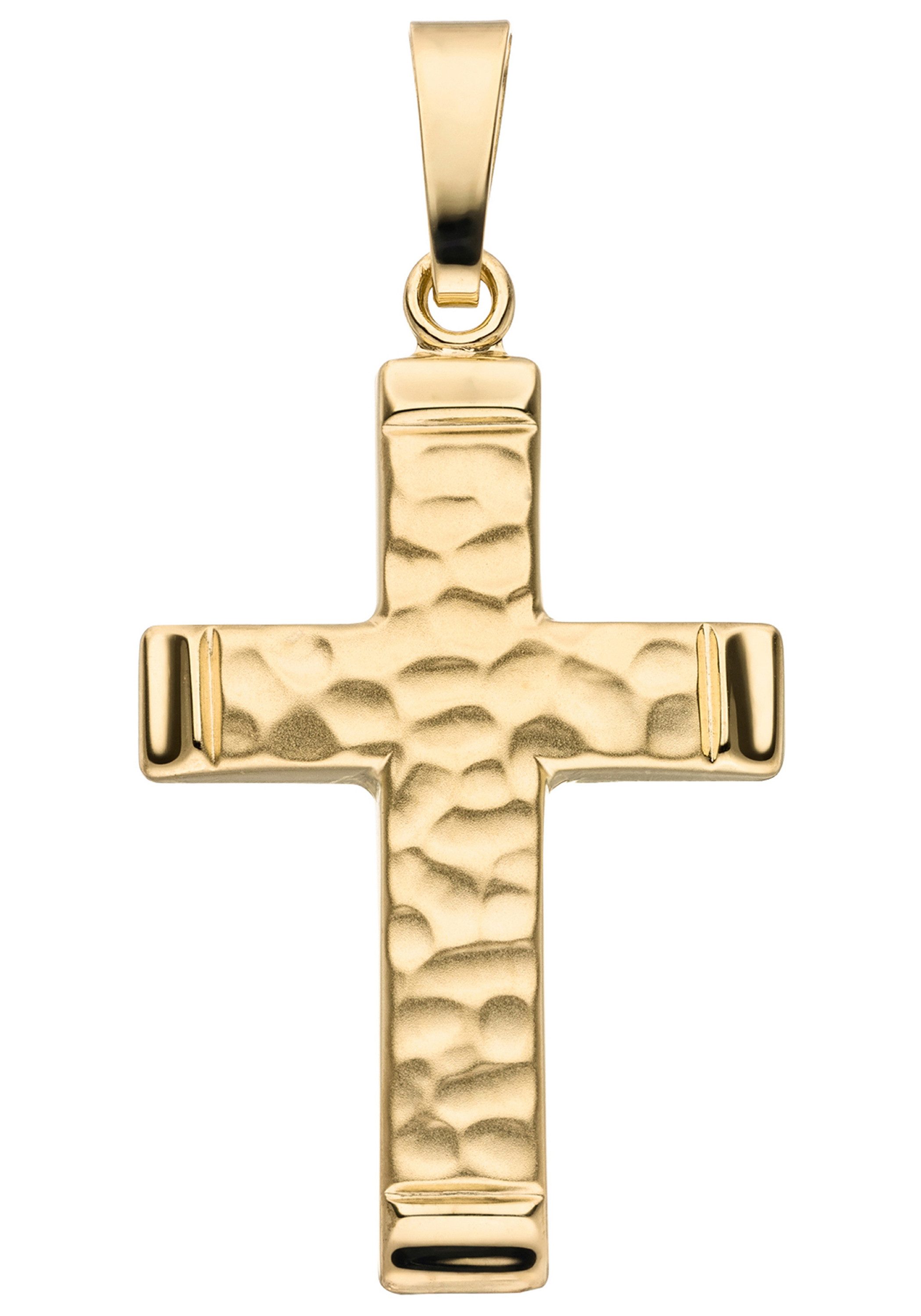 JOBO Kettenanhänger Anhänger Kreuz, 375 Gold gehämmert 30 mm günstig online kaufen