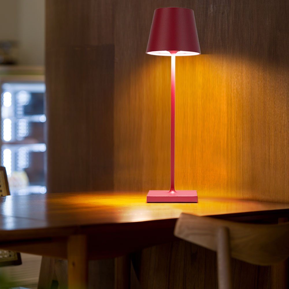 SIGOR Außen-Tischleuchte, LED-Leuchtmittel fest verbaut, Warmweiß, Außenleuchte LED Tischleuchte rot Touchdimmer Akku Tischlampe dimmbar