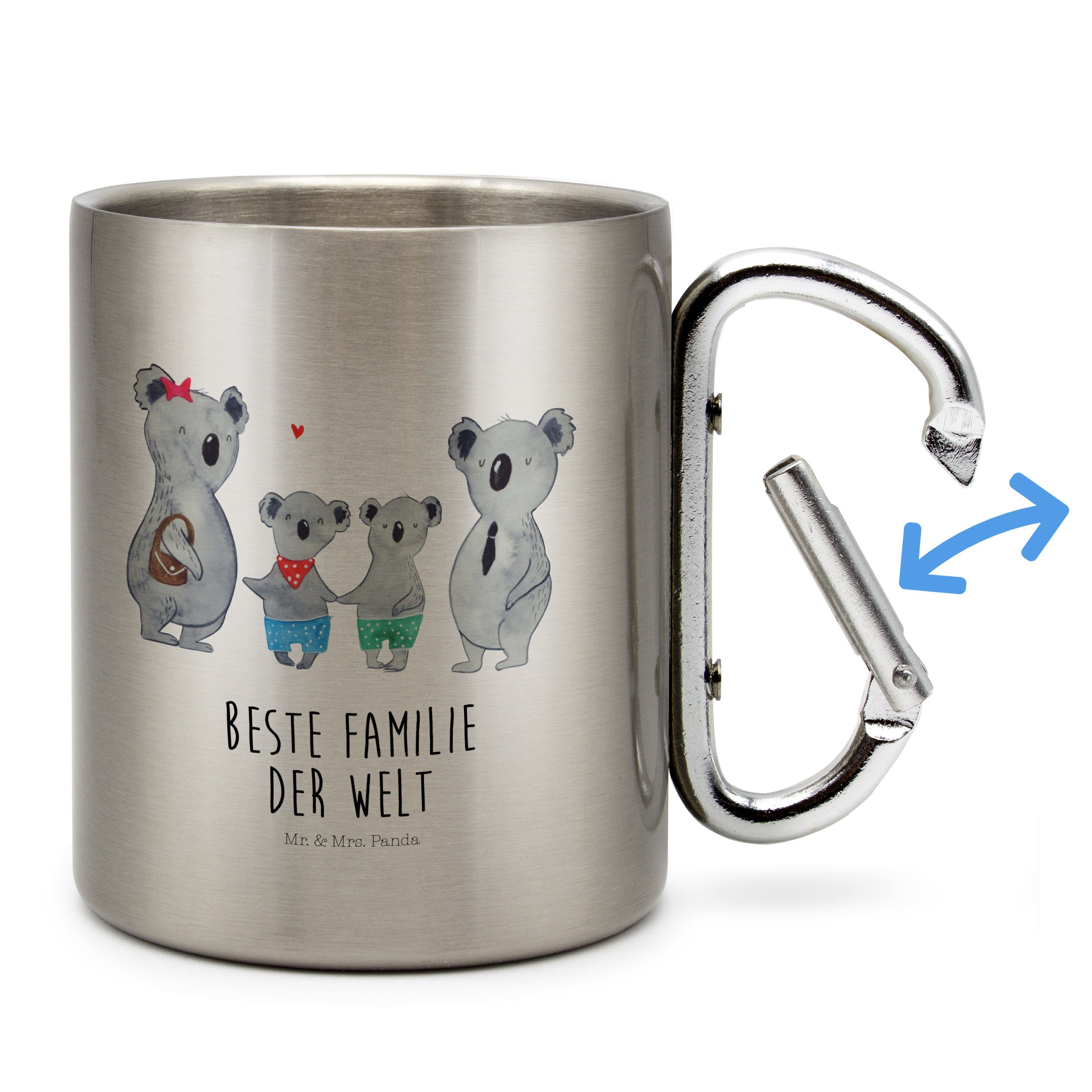 zwei Camping, Geschenk, Tasse Mrs. Familie Mr. Edelstahlbecher, - Koala - & Panda Transparent Edelstahl