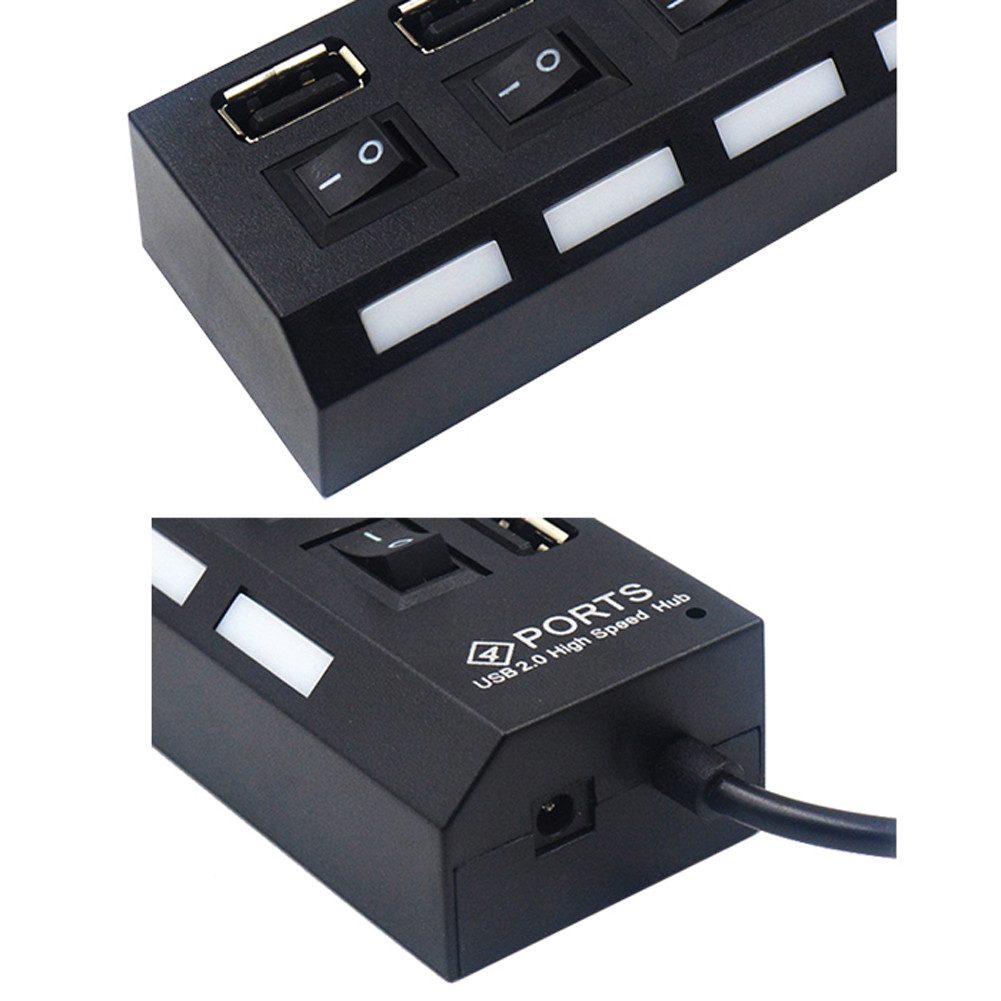 Bolwins C18C USB Hub 4 Port mit LED EIN- / Ausschalter Extender für PC Laptop USB-Adapter USB-A Stecker zu USB Typ A, 40 cm, Ein-/Ausschalter pro Port LED-Statu – Bild 4 von 5