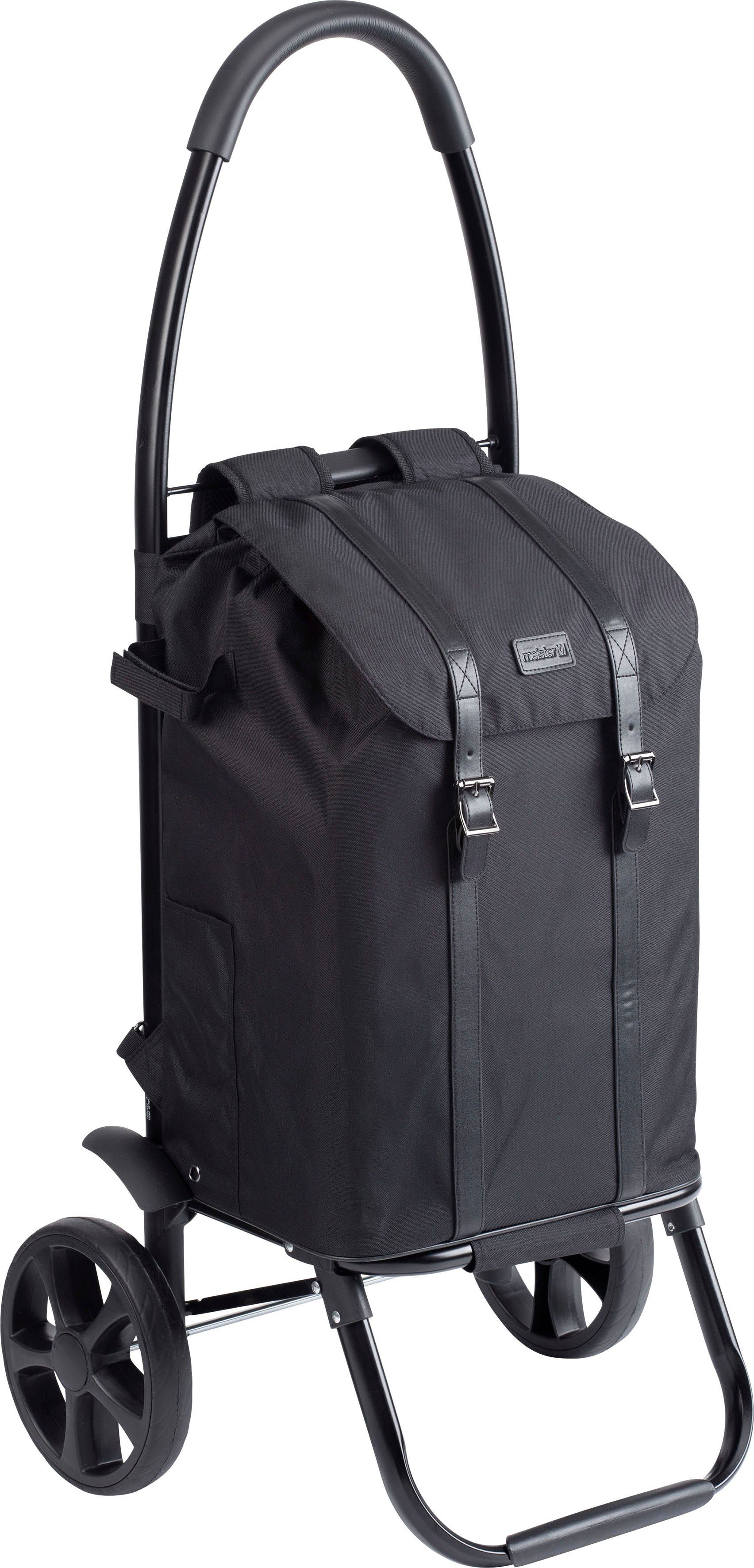 meister Einkaufstrolley Black Edition - Separater, 45 l, 45 Liter, Einkaufstrolley und Rucksack in einem