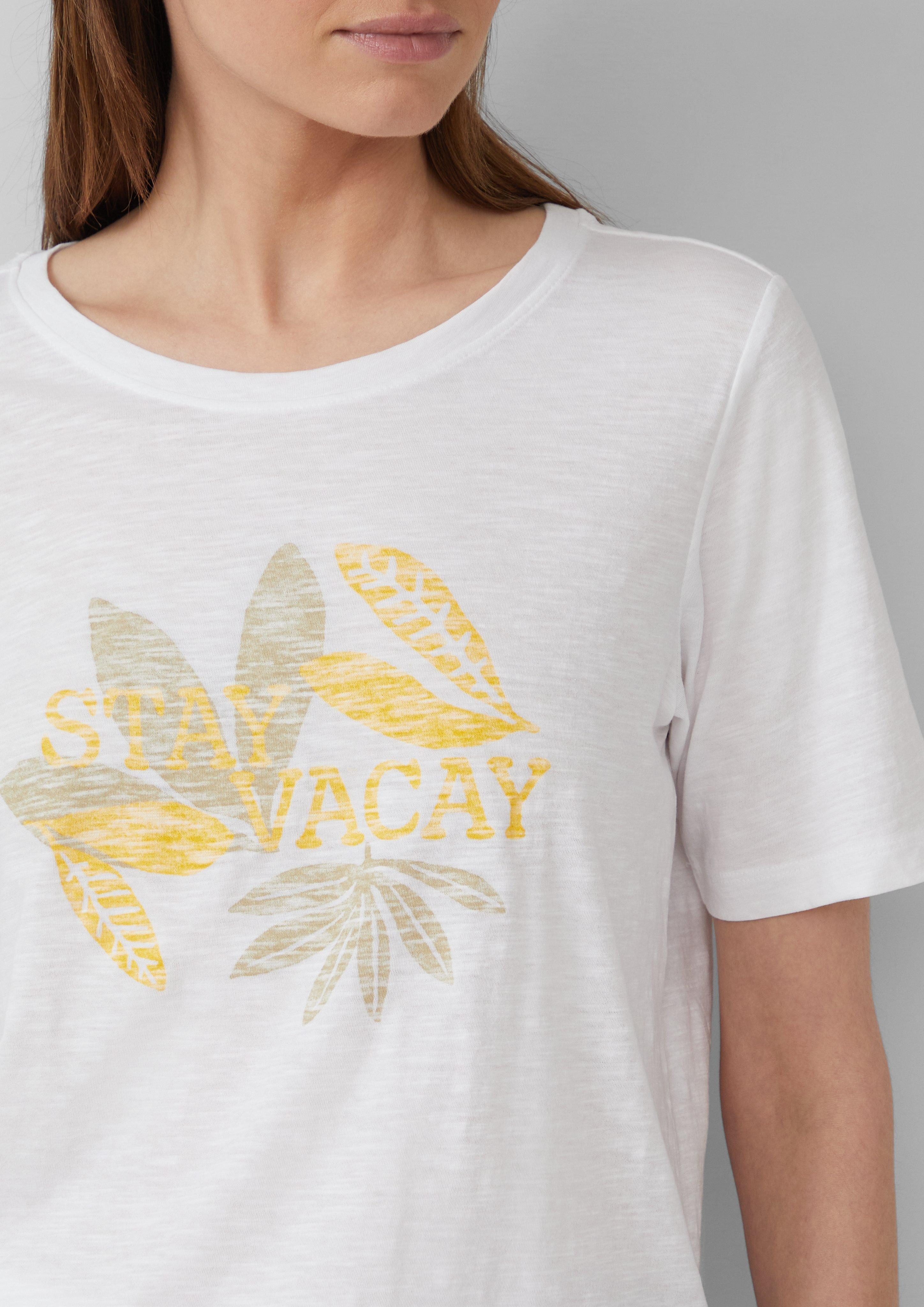 s.Oliver Kurzarmshirt Print-T-Shirt mit Flammgarnstruktur im günstig online kaufen