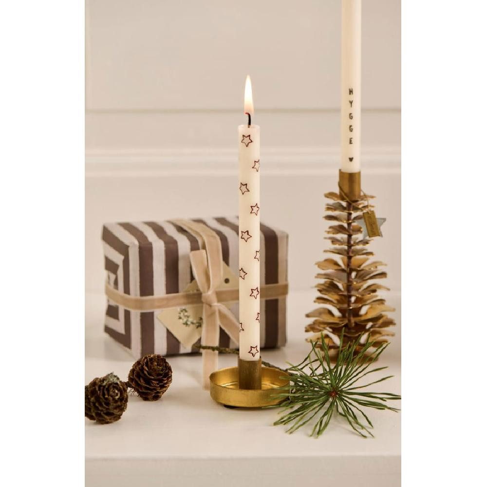 Ib Laursen Windlicht Ib Laursen Kerze schmal hoch mit braunen Sternen günstig online kaufen
