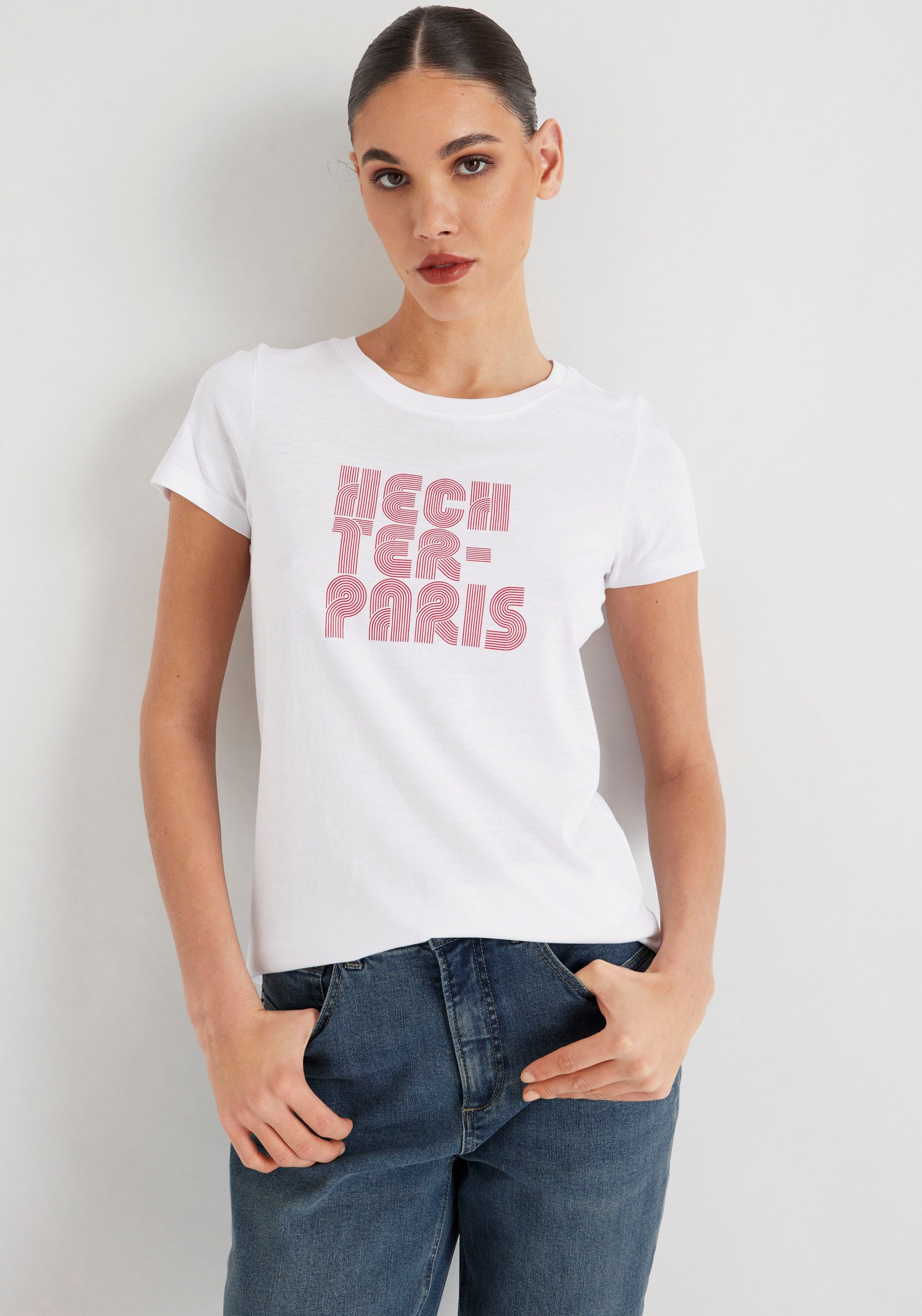 mit HECHTER Druck PARIS T-Shirt weiß-rot