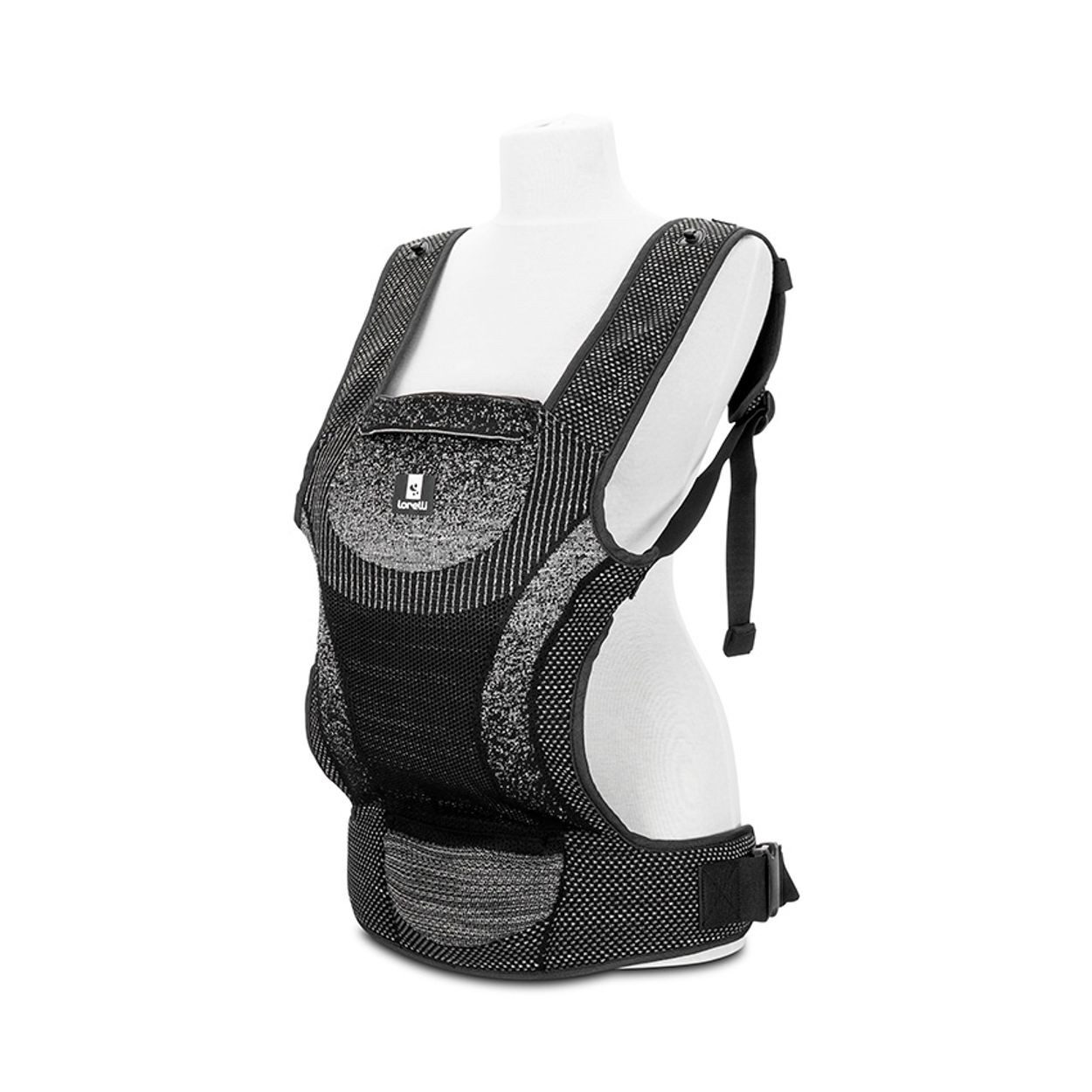 Lorelli Babytrage Mia 2 in 1, Flyknit-Gewebe, M-Position, Hüftgurt, Kopfstütze, Taschen, 4–36 Monate