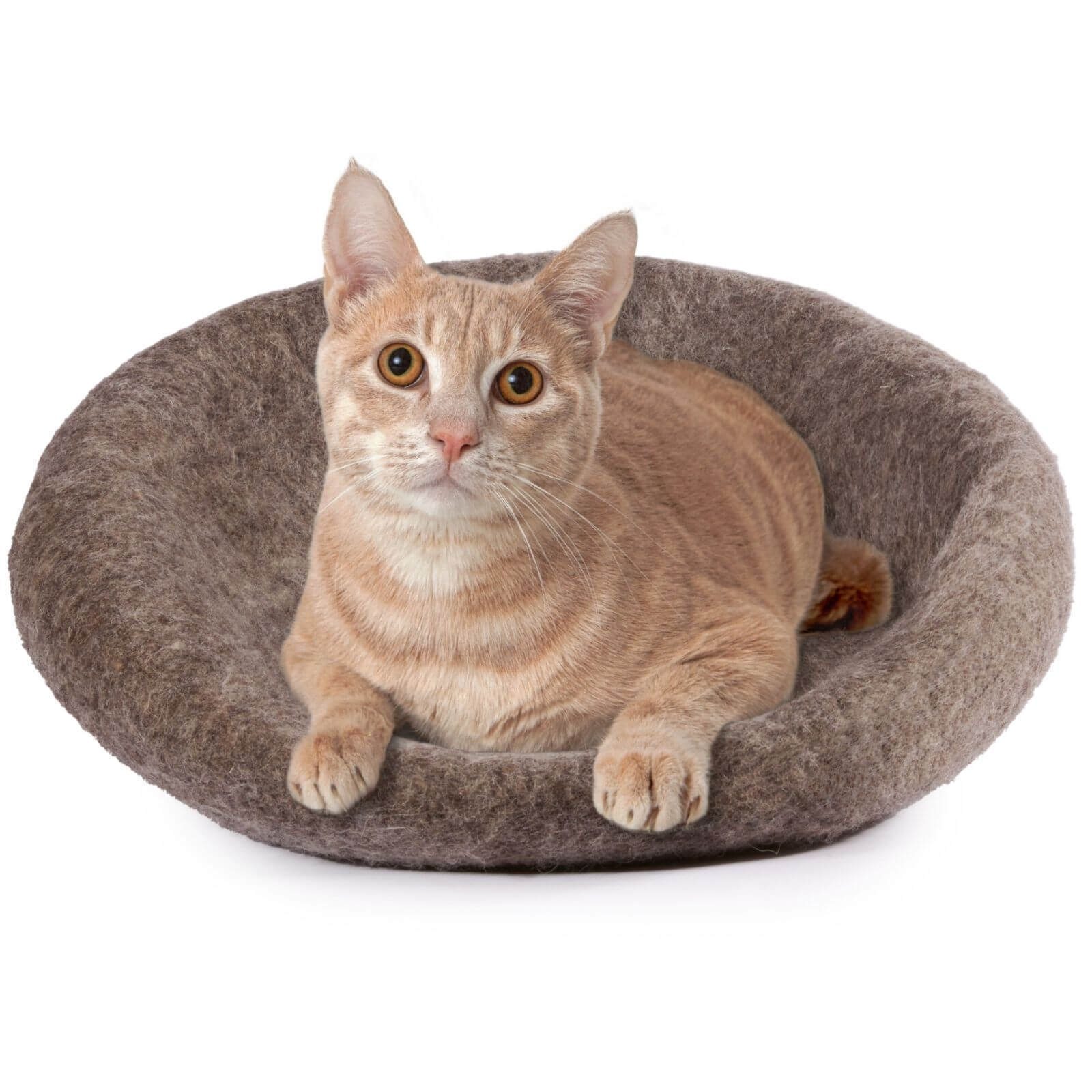 aumondo Tierhöhle Filz Katzenhöhle, Handgefertigt, braun. Filzhöhle aus 100% natürlicher Wolle, Katzen Kuschelhöhle, Katzenbett Cat Cave