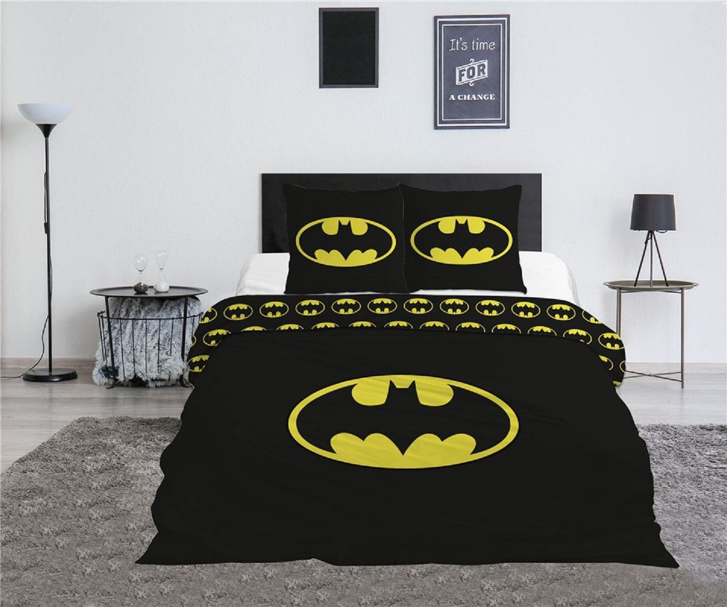 Batman Bettwäsche 3-teiliges Set – 1x Deckenbezug (240x220) & 2x Kissenbezug (63x63 cm), 3 teilig – Bild 2 von 3