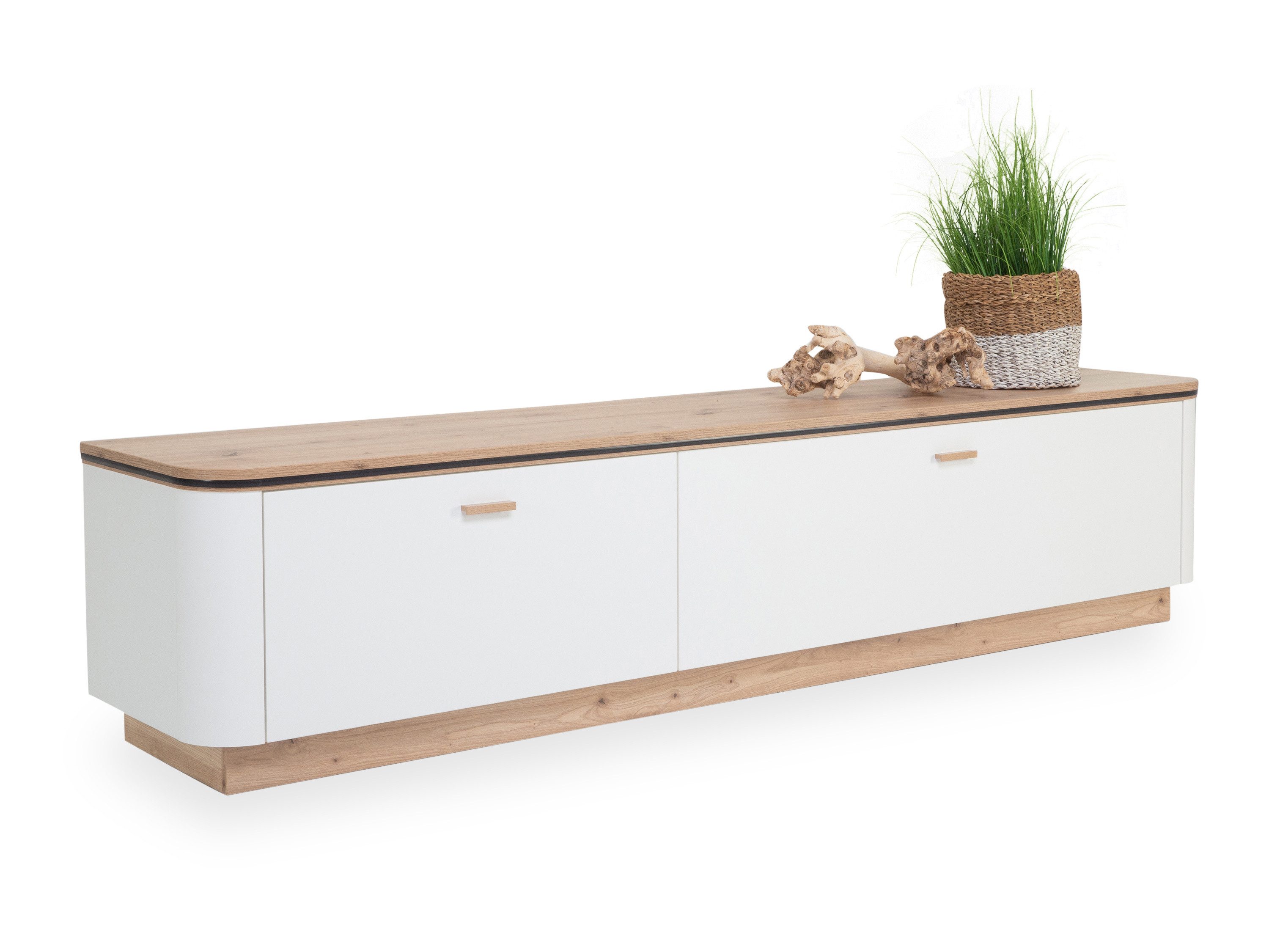 SANSIBAR LIVING Mehrzweckschrank Lowboard SANSIBAR VISTRA BHT 210x46x42 cm weiß TV-Lowboard