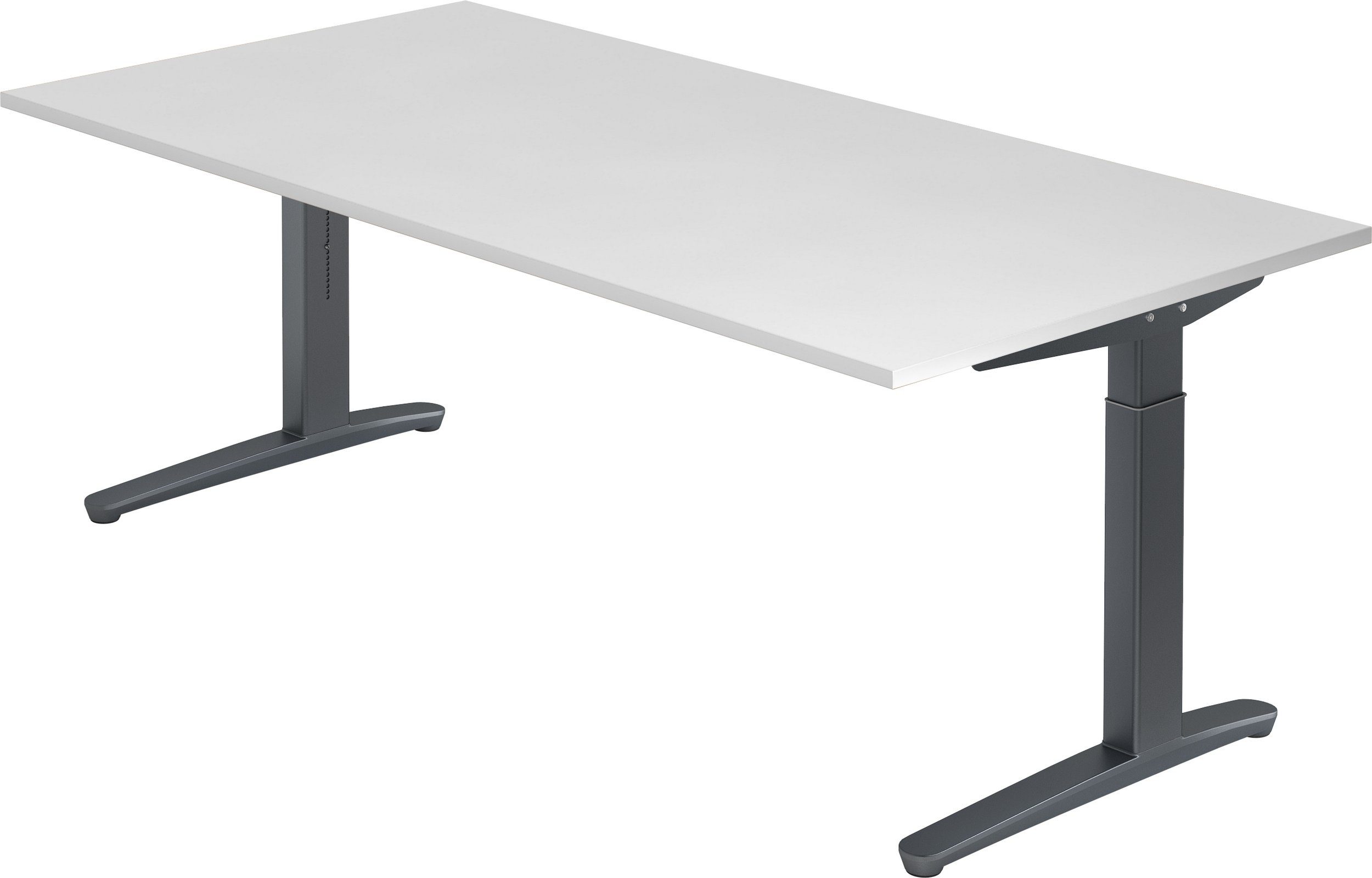 bümö Schreibtisch Schreibtisch Serie-XB, Rechteck: 200 x 100 cm - Dekor: Weiß - Gestell: Graphit
