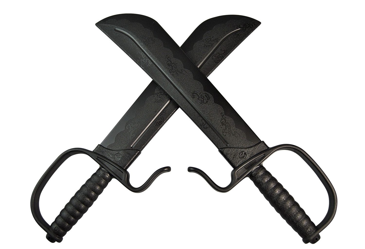 BAY-Sports Asiamesser Wing Tsun Trainingsmesser Kunststoff Schwert Säbel China Kung Fu DAO, Paar, 46 cm lang, TPR Material, schwarz, Chinesische Messer