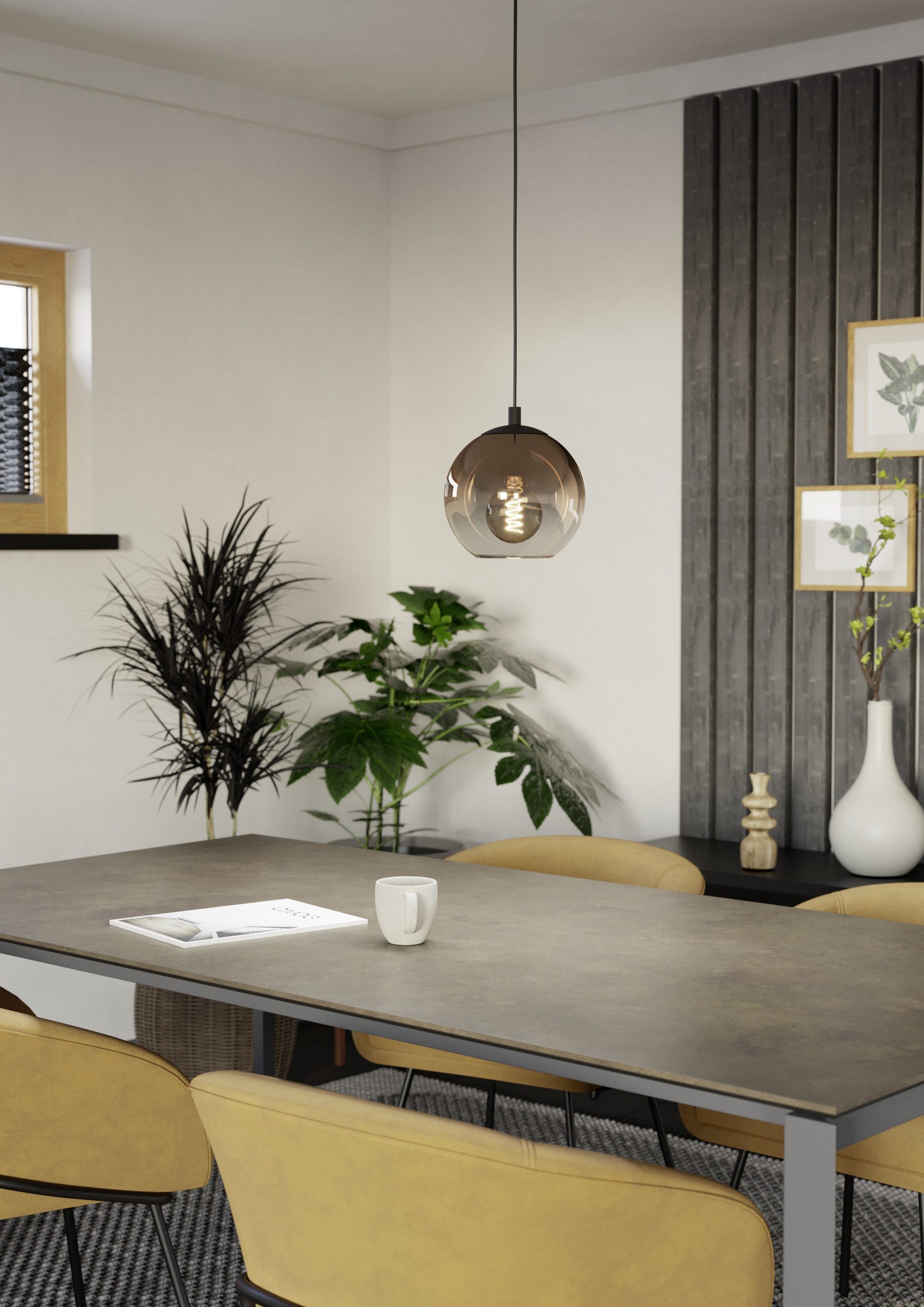 EGLO Hängeleuchte ARISCANI 1 Pendellampe - Stahl - E27 - 1X60W - IP20, ohne Leuchtmittel, Hängelampe, Deckenlampe, Wohnzimmer, Esszimmer, H110 x Ø20 cm