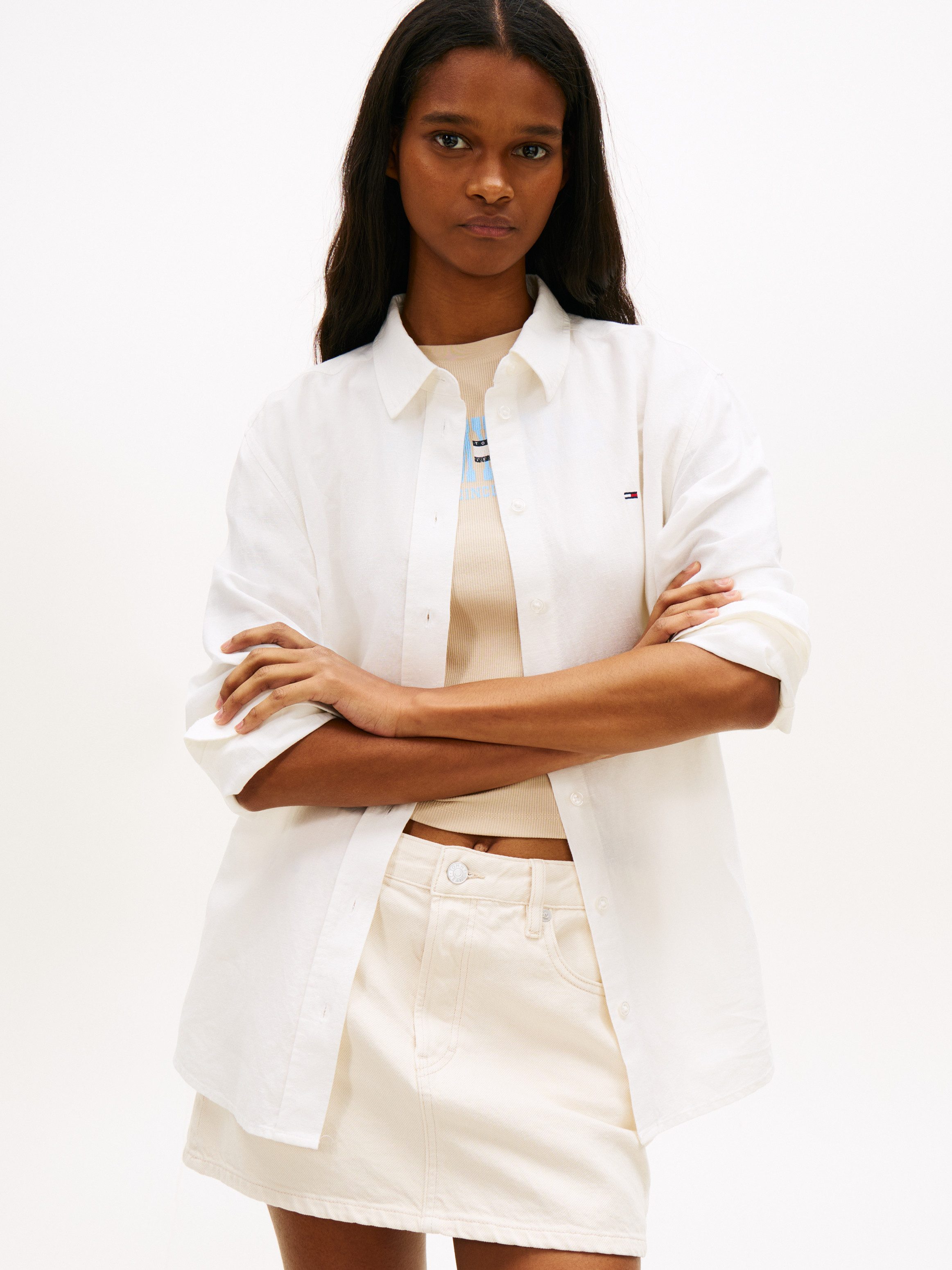 Tommy Jeans Hemdbluse TJW RLX LINEN SHIRT mit zeitlosem Design, Leinen-Mix, Relaxed Fit