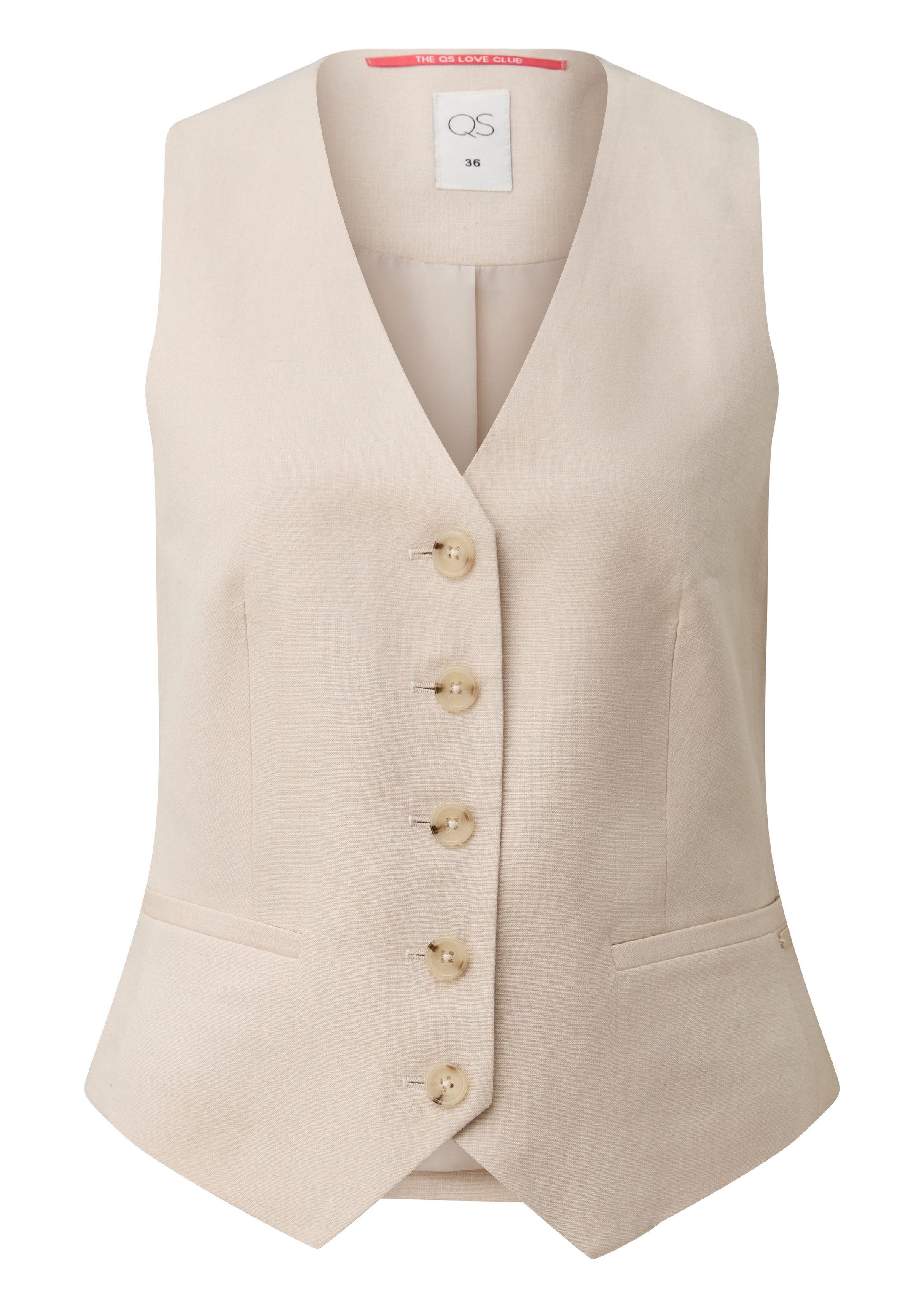 QS Jackenblazer Indoor-Weste Weste aus Leinenmix