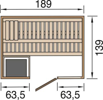weka Sauna Valida E 2, BxTxH: 189 x 139 x 203,5 cm, 38 mm, inkl. Ofen und digitaler Steuerung, GTF, Bios 7,5 KW