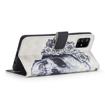 FITSU Handyhülle Handytasche für Samsung Galaxy A71 Hülle Totenkopf Motiv 6,7 Zoll, Flipcase für Samsung A71 Handyhülle, Handytasche mit Kartenfach