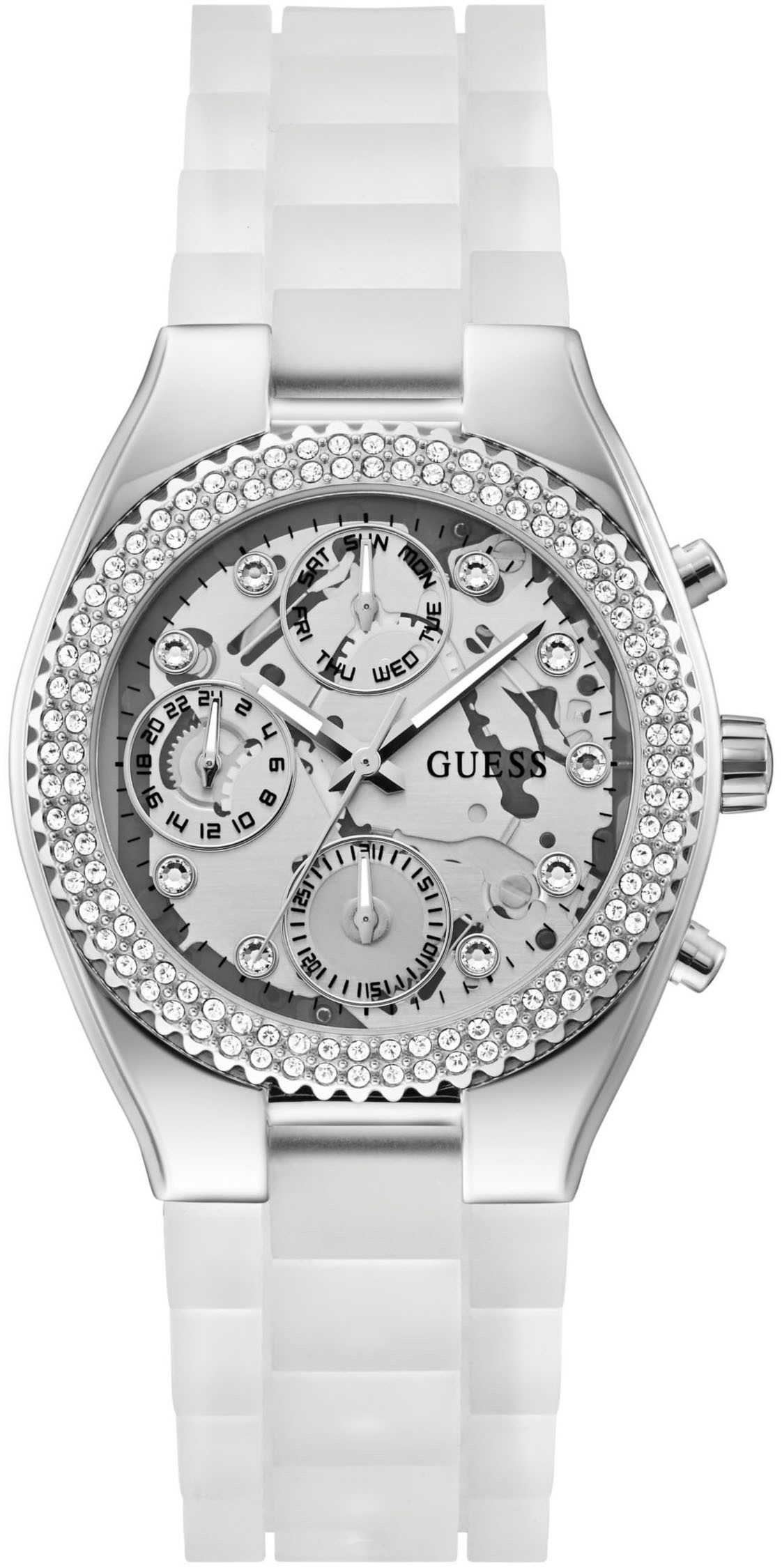 Guess Multifunktionsuhr JELLY GW0773L1, Quarzuhr, Armbanduhr, Damenuhr, Datum, 12/24-Std.-Anzeige