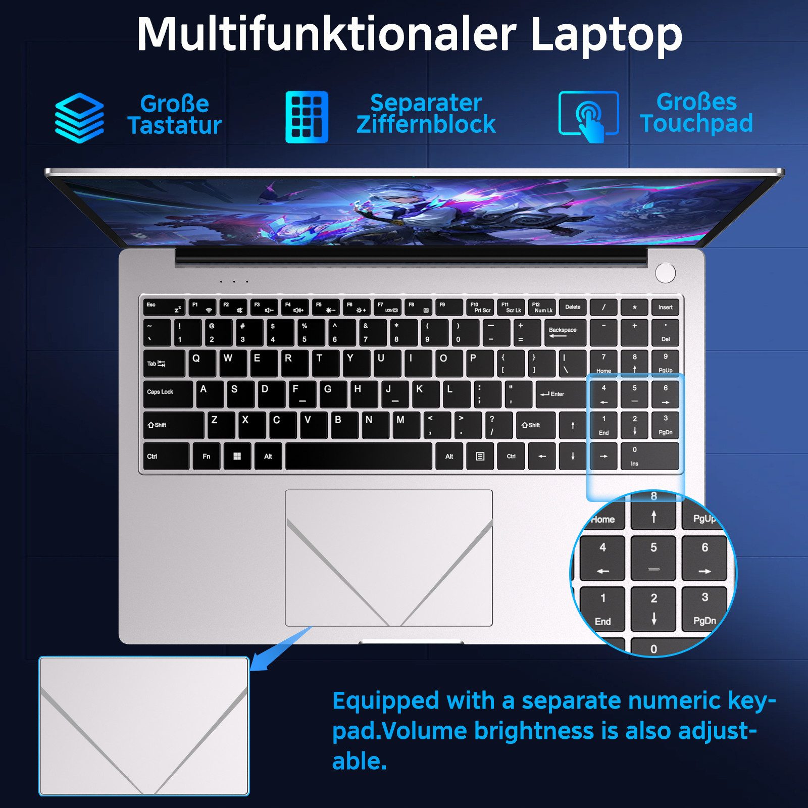 bvate 16-Zoll-Laptop 16 GB RAM 512 GB SSD FHD-Display Core i3 180° Notebook (35 cm/16 Zoll, Core i3, Core i3)
