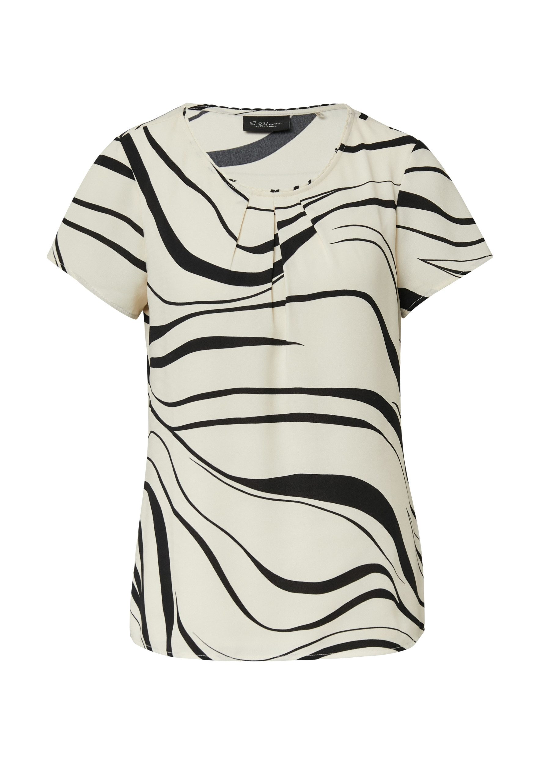 s.Oliver BLACK LABEL Kurzarmbluse - Crêpebluse mit Allover Print von S.Oliv günstig online kaufen