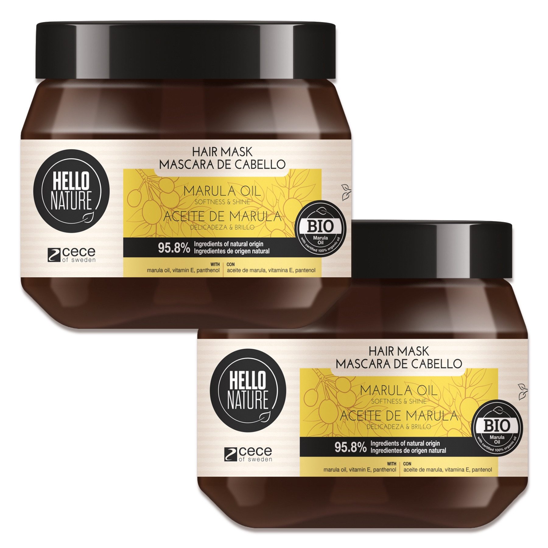 Hello Nature Haarmaske Haarkur Haar Repair Intensivpflege Tiefenregeneration Marula, 2-tlg., Haarmaske, Haarkur, Hello Nature