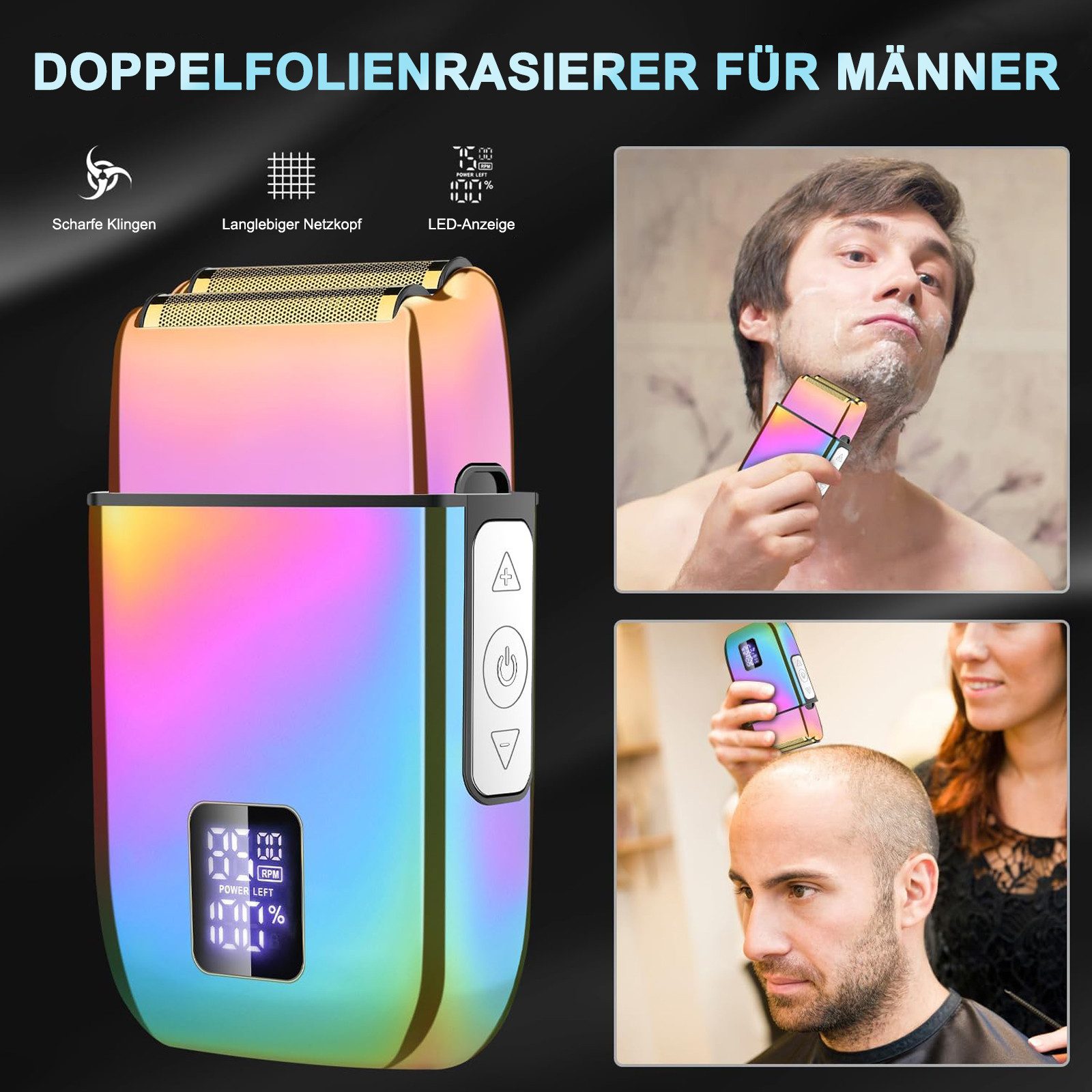 OKWISH Haarschneider Haarschneidemaschine Barttrimmer Haartrimmer Bartschneider, profi Barber Rasierer Herren Elektrisch Herrenhaarschneider LED AKKU