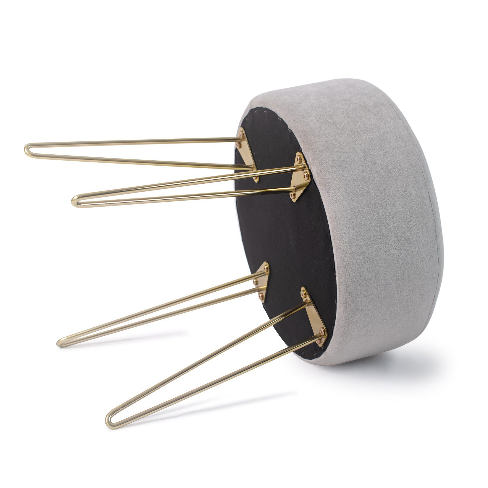 Zedelmaier Sitzhocker Runder Sitzhocker Samt Schminktisch Fußhocker Ottoman Metallbeinen (HS-ZD12C)