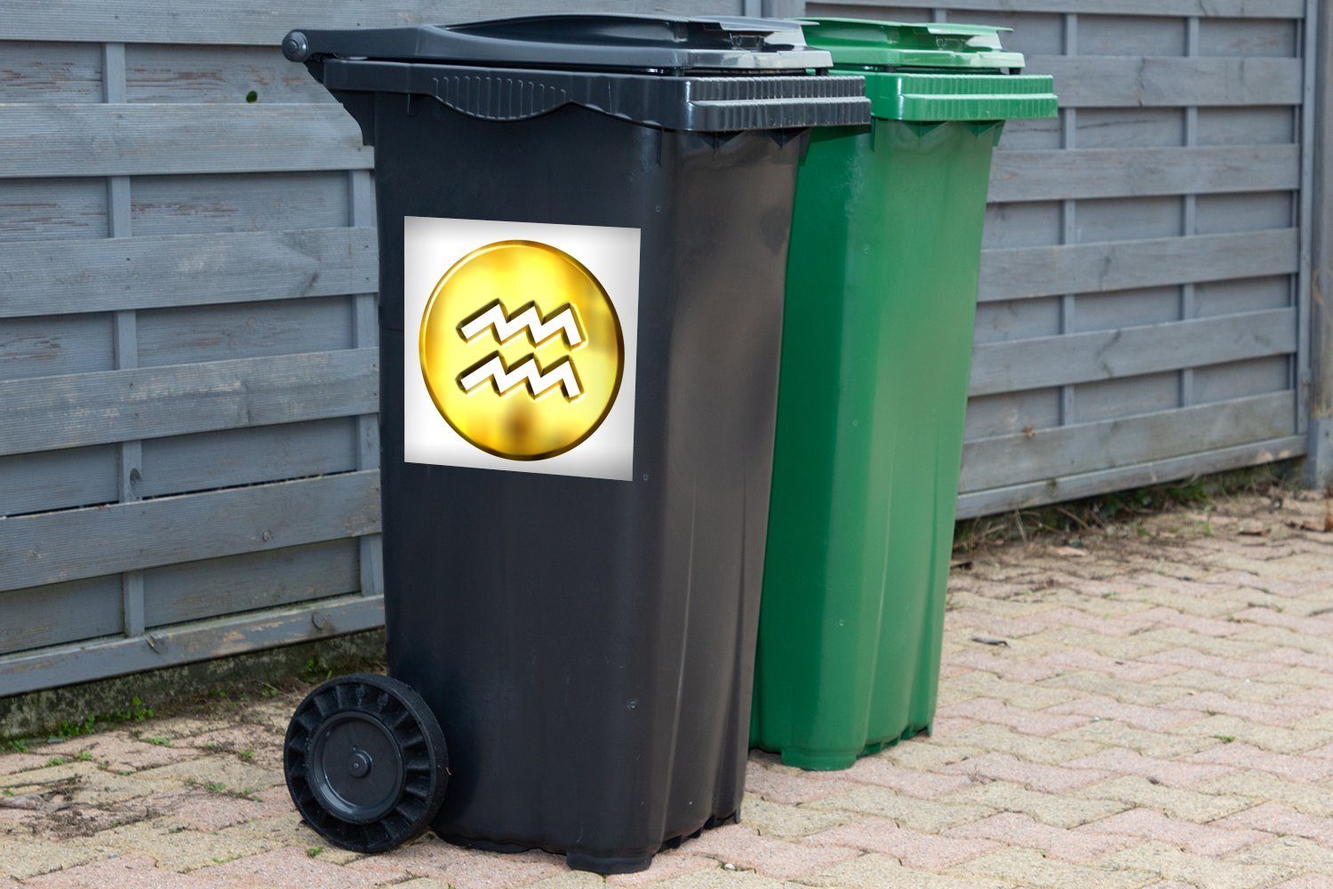 MuchoWow Wandsticker Wassermann des Mülltonne, einer Abfalbehälter Münze Eine (1 Mülleimer-aufkleber, Abbildung Sternbilds auf Sticker, St), Container