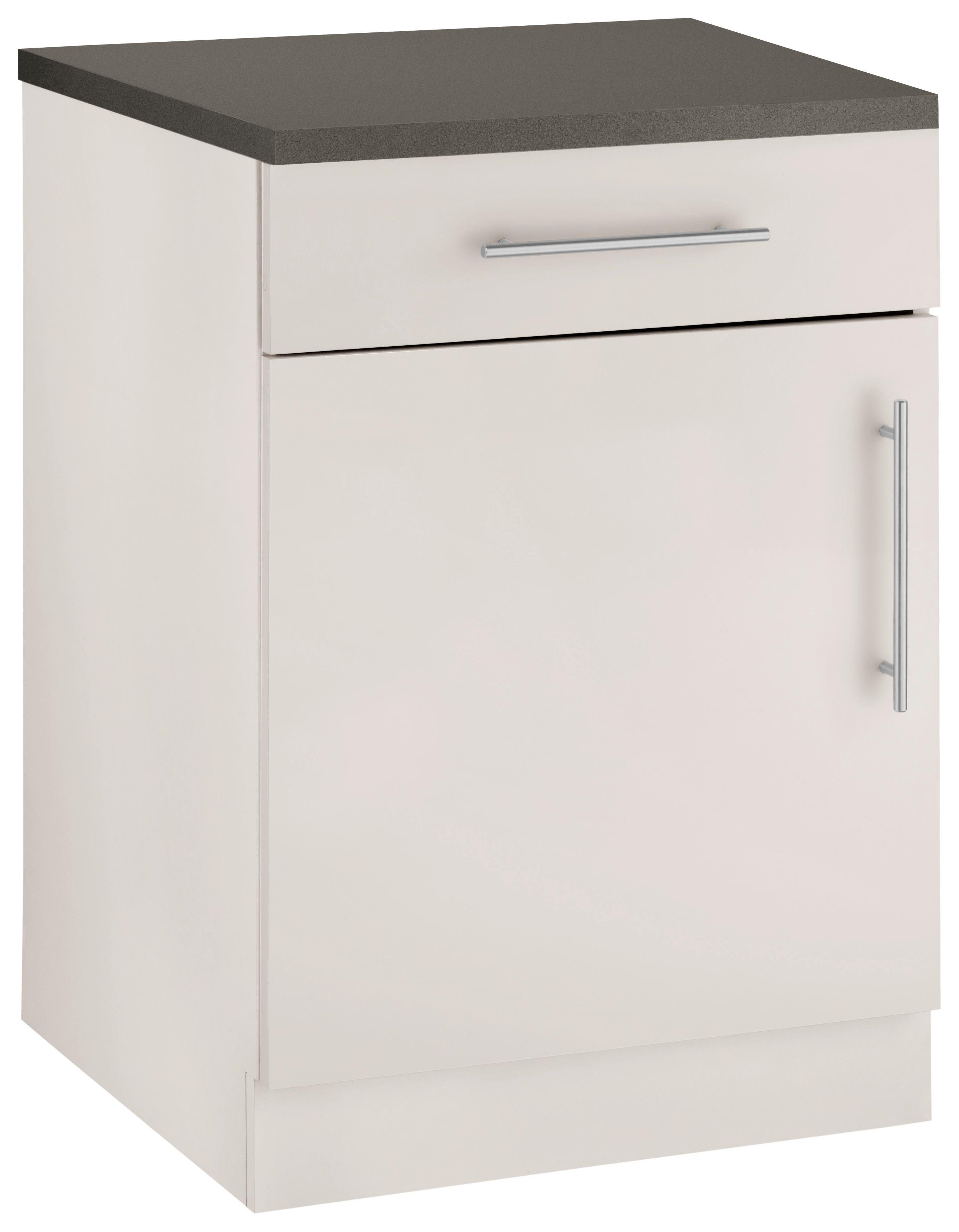 wiho Küchen Unterschrank Cali 60 cm breit Front und Korpus: Cashmere, Arbeitsbplatte: Granit Grau | Cashmere