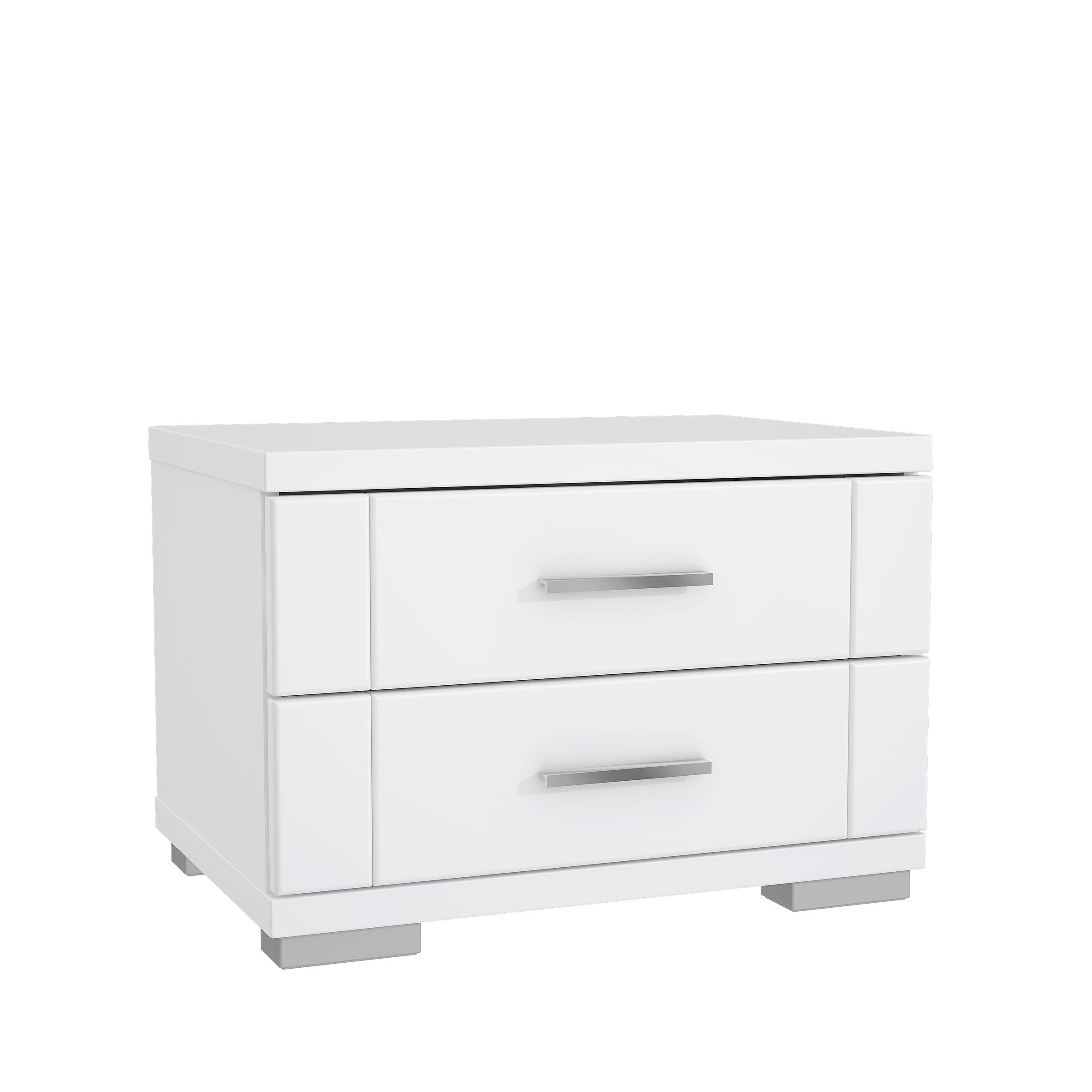 Nachtkommode 2 Schubladen, in weiß - 60,4x41,8x41,6cm (BxHxT)