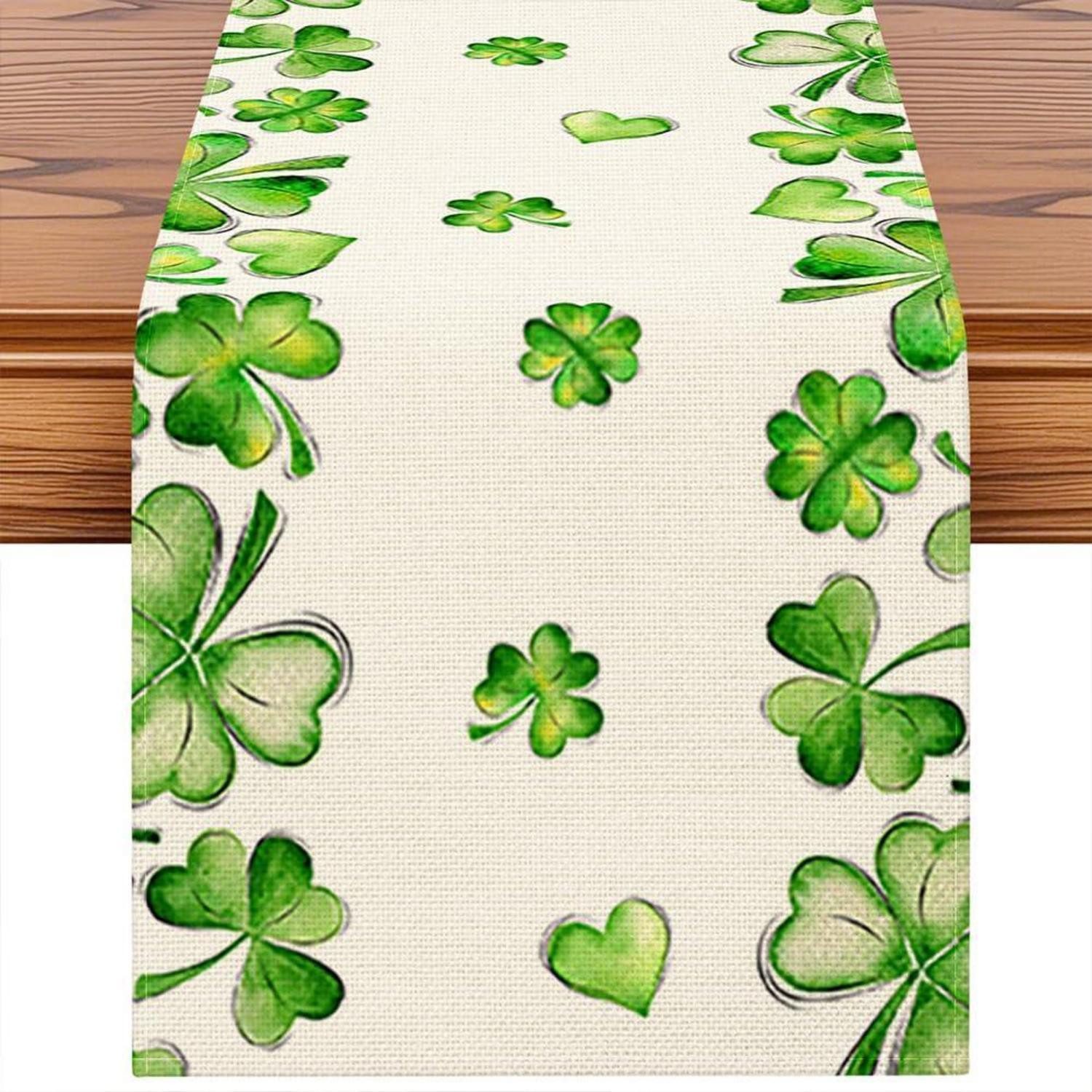 LuxusKollektion Tischläufer Tischläufer Kleeblatt Grün 40x300cm (1-tlg)