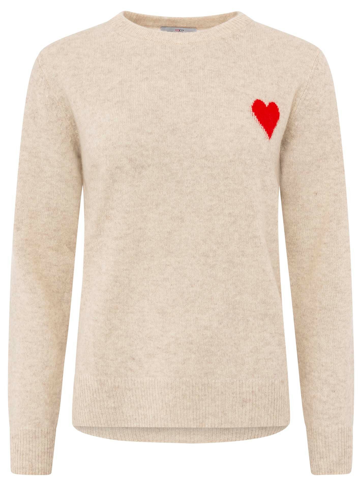 Zwillingsherz Kaschmirpullover 100% Kaschmir Pullover mit Herz