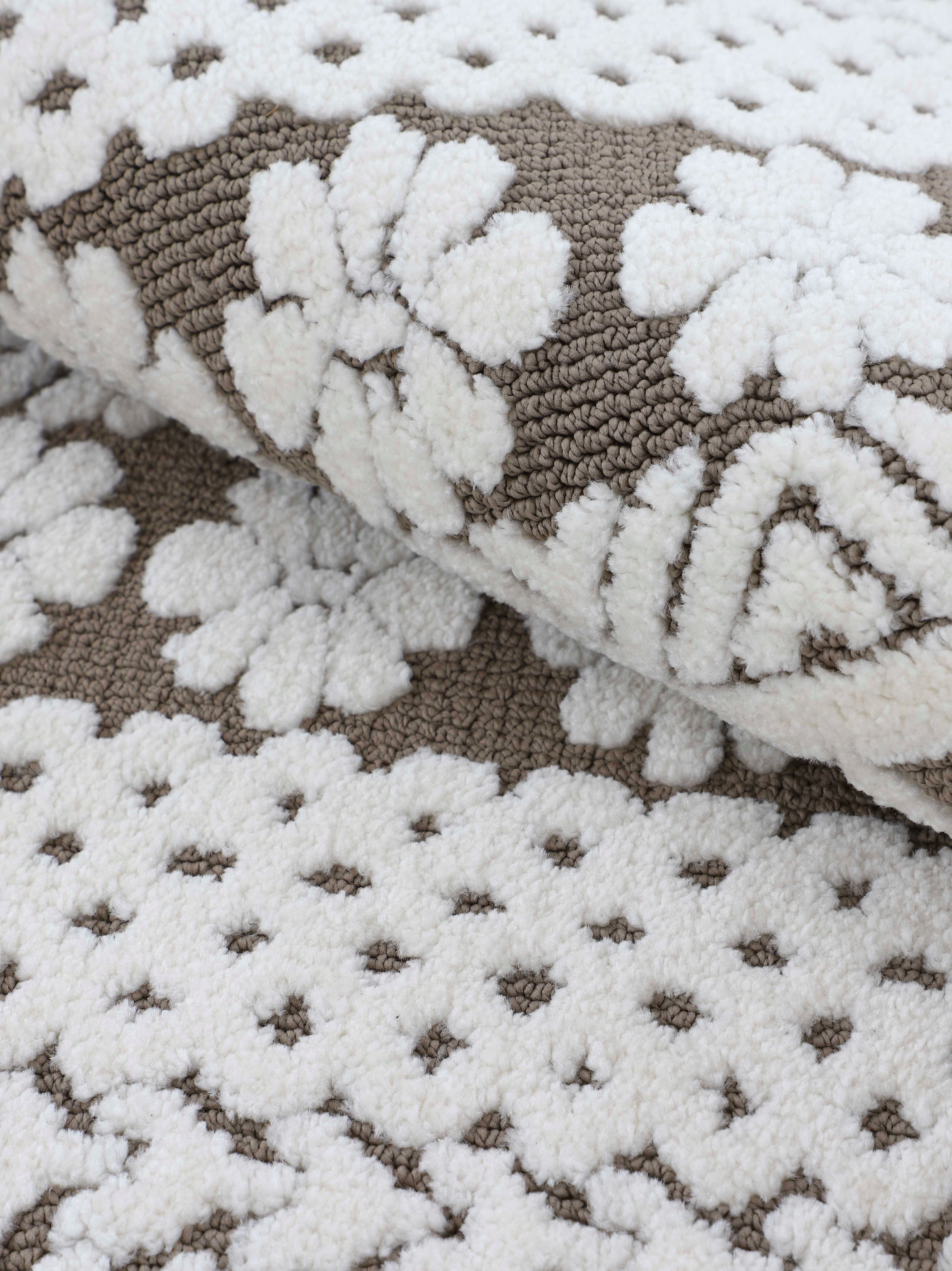 carpetfine Teppich Holly 1, rechteckig, Höhe: 12 mm, Blumen Motiv, Hoch-Tief Struktur, Wohnzimmer