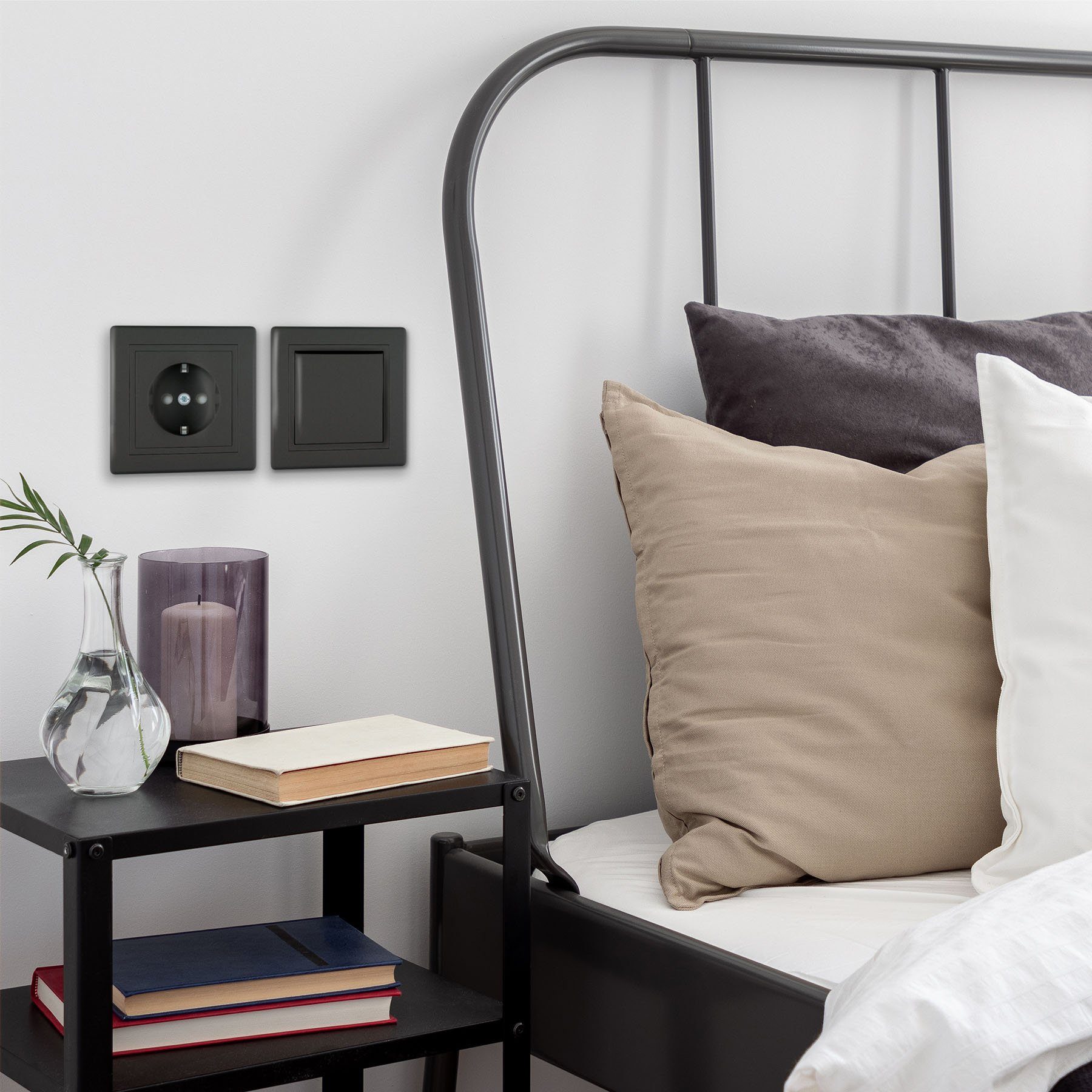 Aling Conel Drehdimmer PRESTIGE-Line Dimmer mit Ein/Aus Schalter Schwarz Soft Touch (Packung)