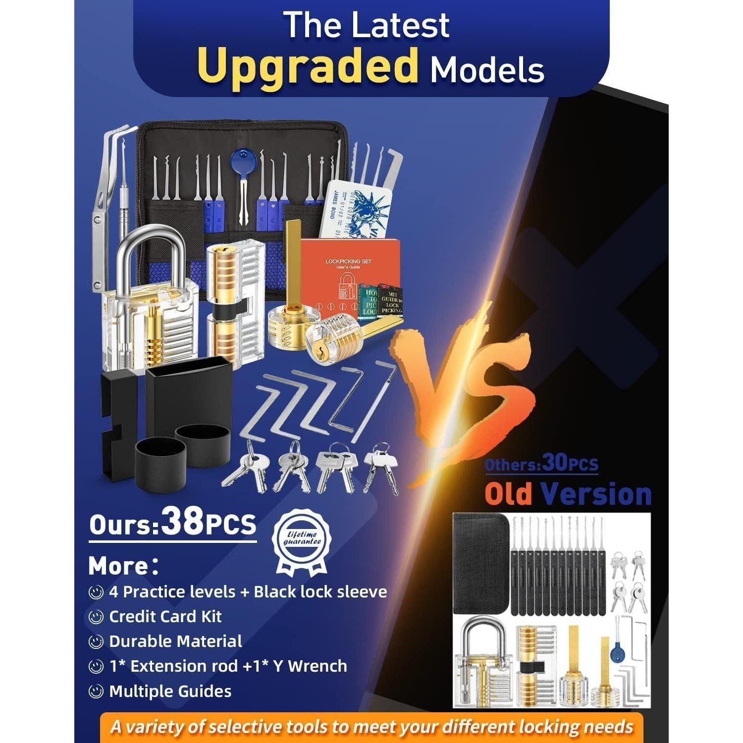 LuxusKollektion Multitool Lockpicking Set Dietrich Handbuch Schlösser Anfänger 2024 38+4 Stück