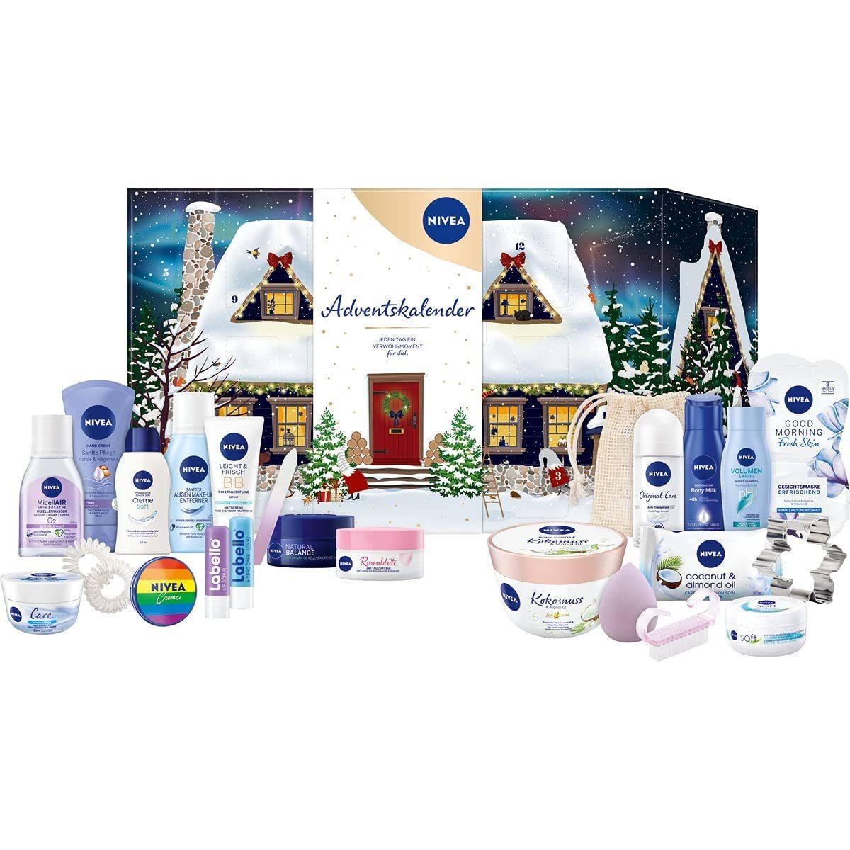 Accessoires, ausgewählten, einzigartige Pflegeprodukten Verwöhnmomente, Adventskalender für Weihnachtskalender 24 die mit Pflegeset & Nivea Adventszeit